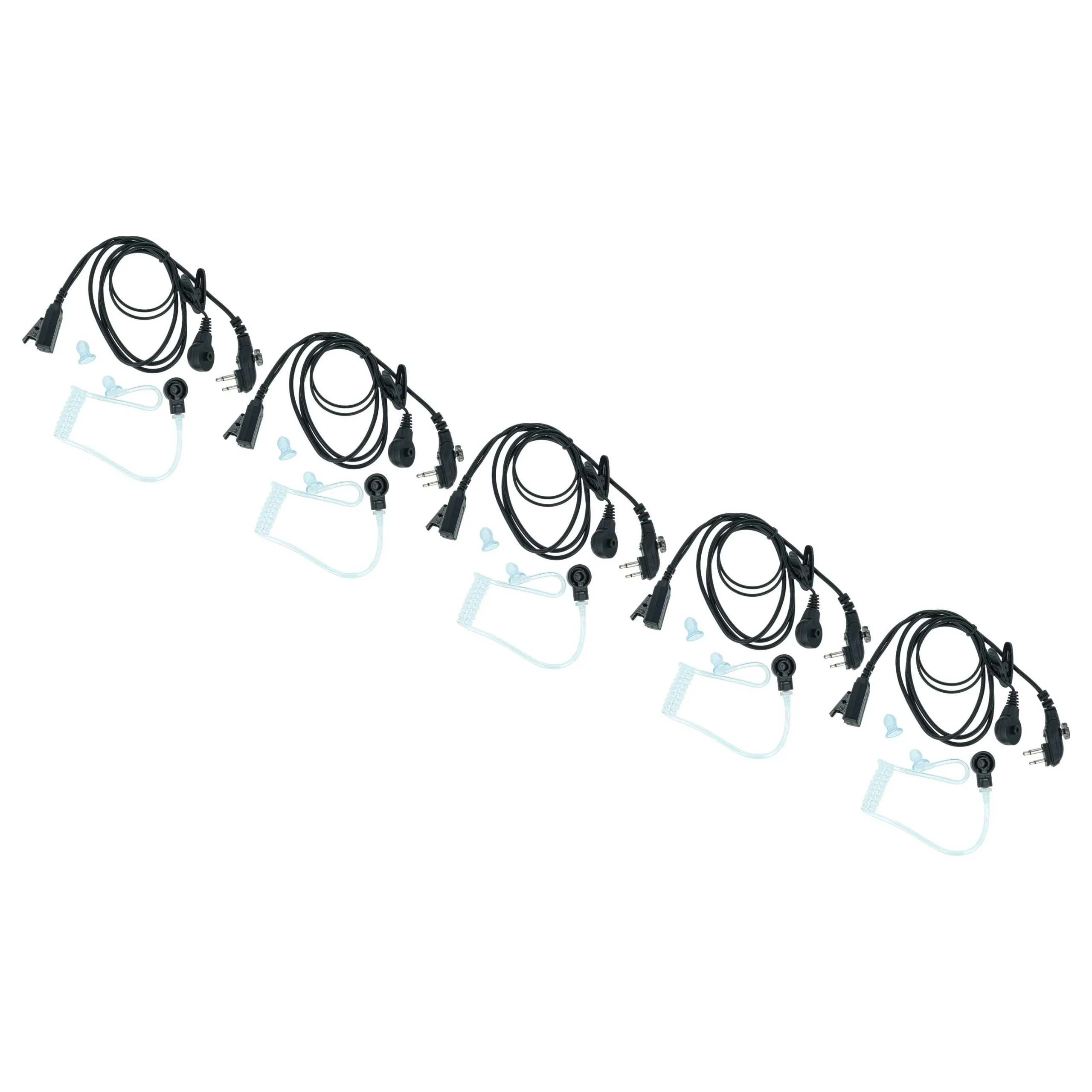 5x Oreillette de talkie-walkie pour Hyt / Hytera PD500 et autres - Avec microphone PTT + support clip, noir