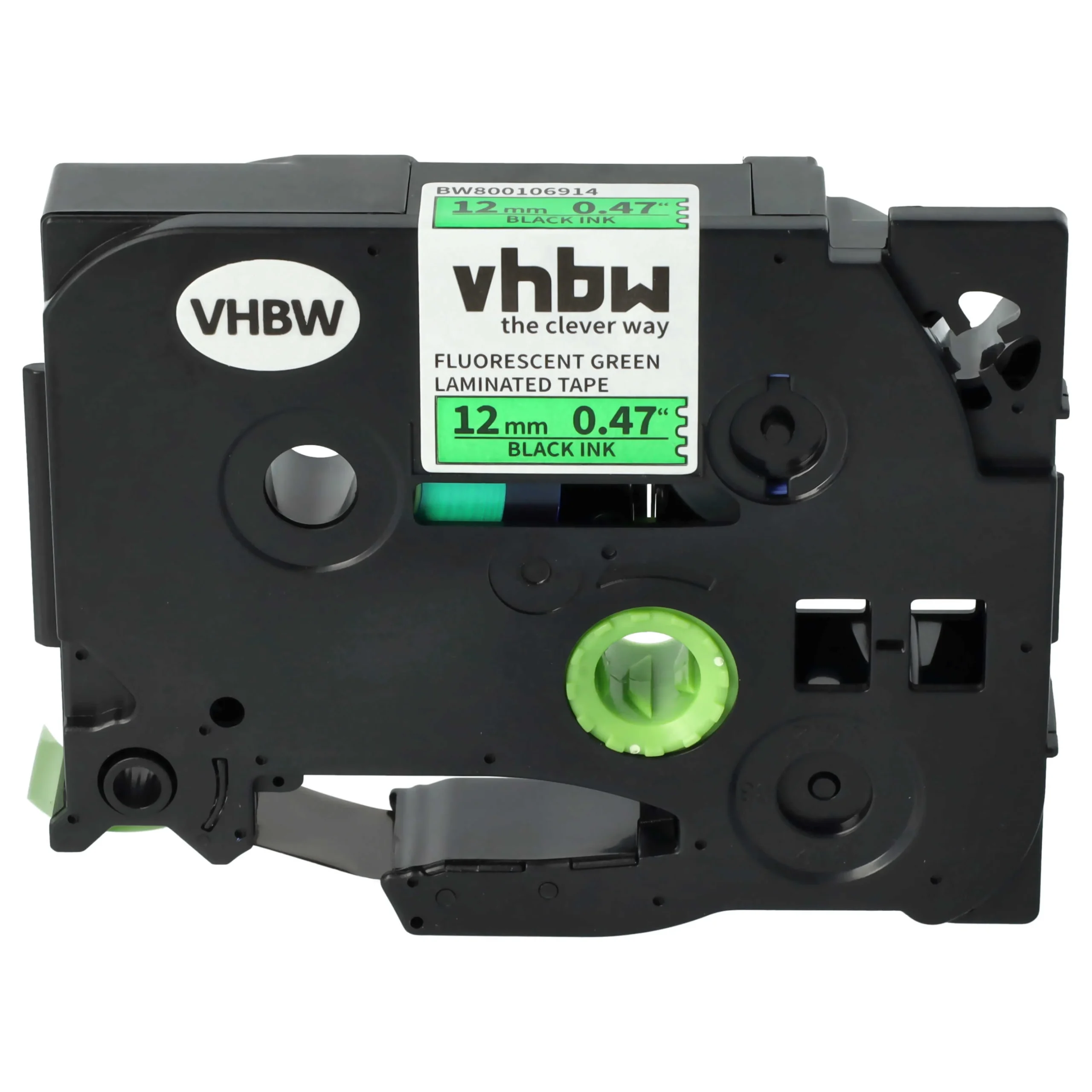 Cassette à ruban remplace Brother TZ-D31, TZE-D31 - 12mm lettrage Noir ruban Vert fluo, plastique