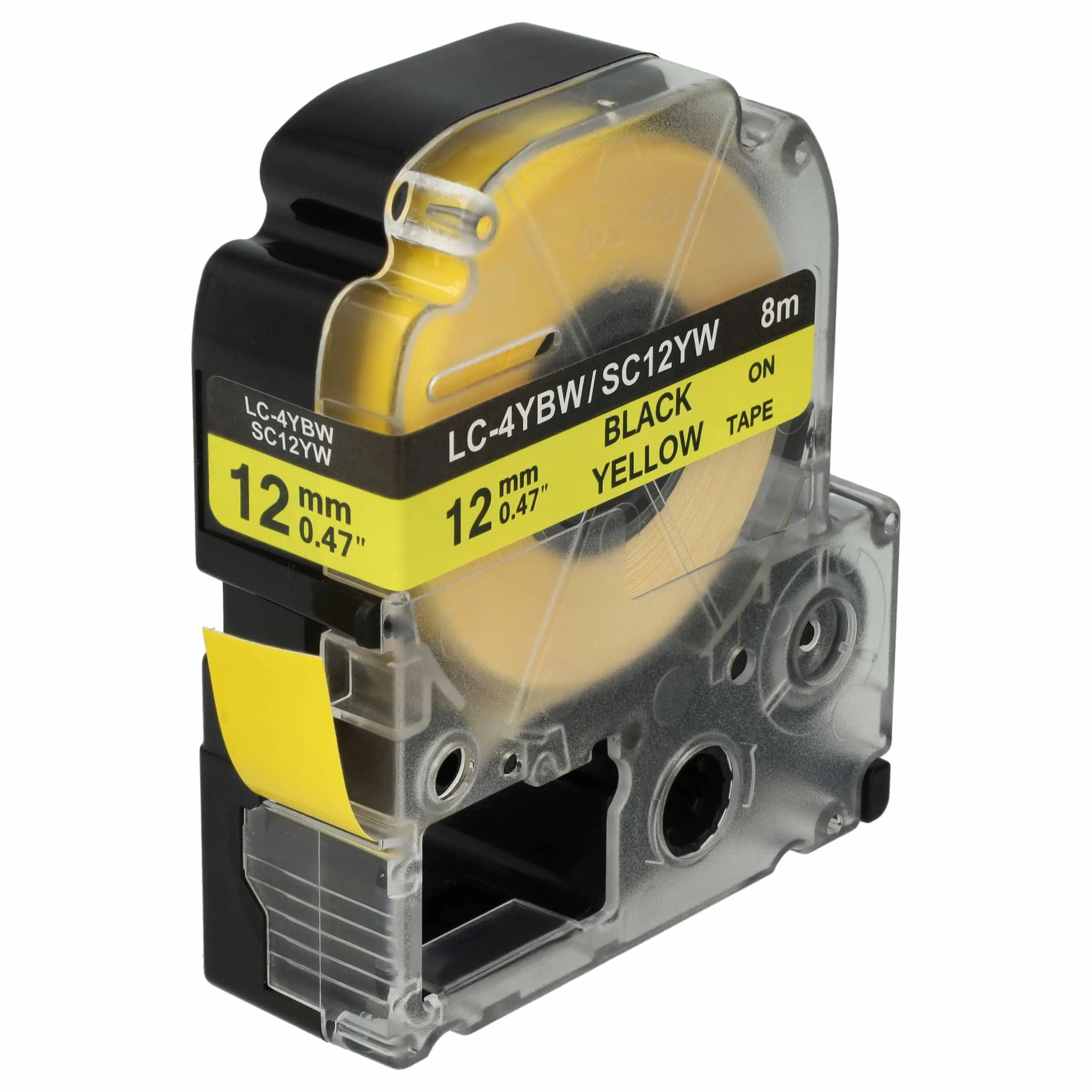 Cassette à ruban remplace Epson LC-4WBW - 12mm lettrage Noir ruban Jaune, plastique