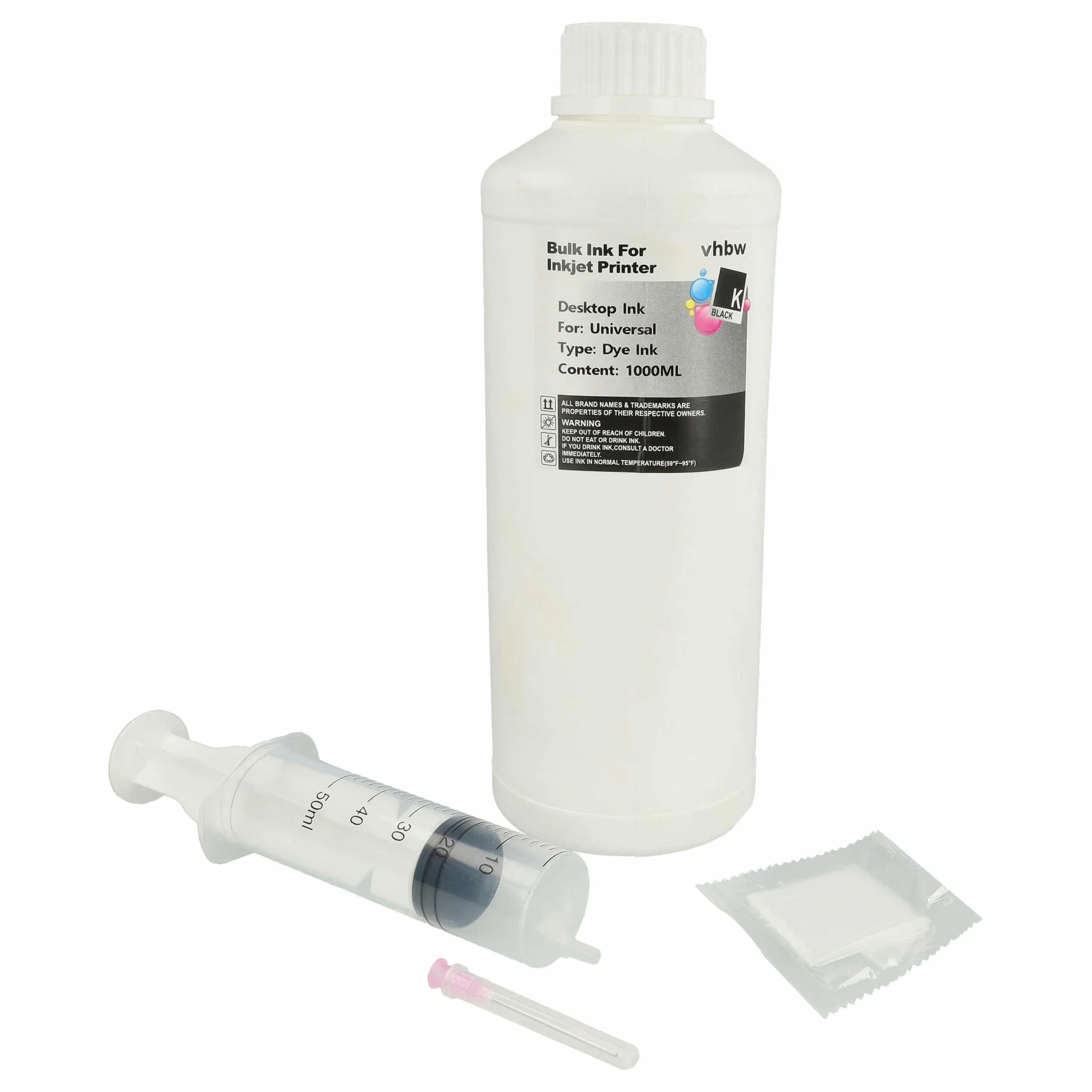 Encre rechargable noir pour imprimante, Canon HP, 1000ml - Accessoires pour imprimante