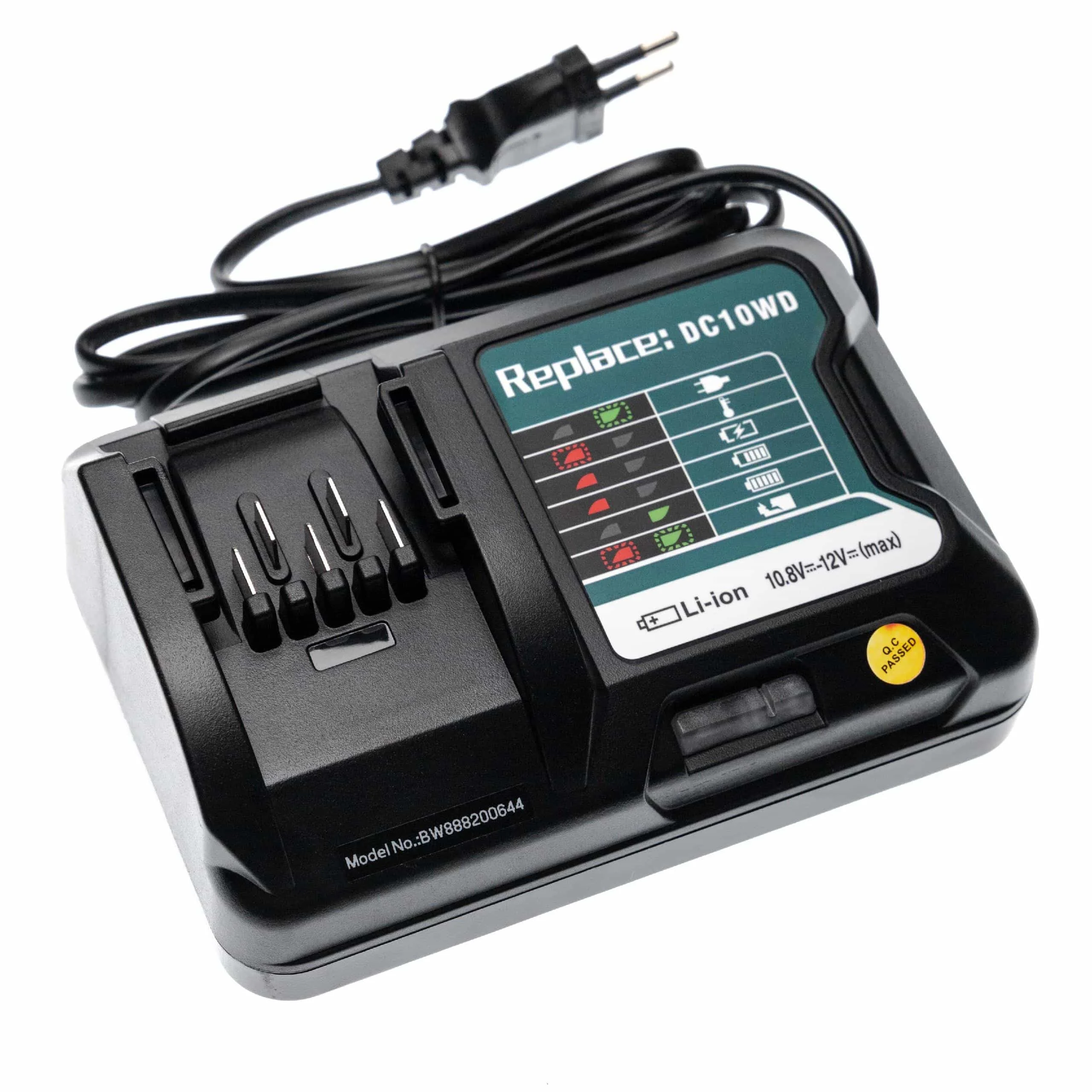 Chargeur remplace Makita DC10WD, DC10SB pour batterie d'outil électrique Makita - Li-ion, 1.3 ;2 ; 3A