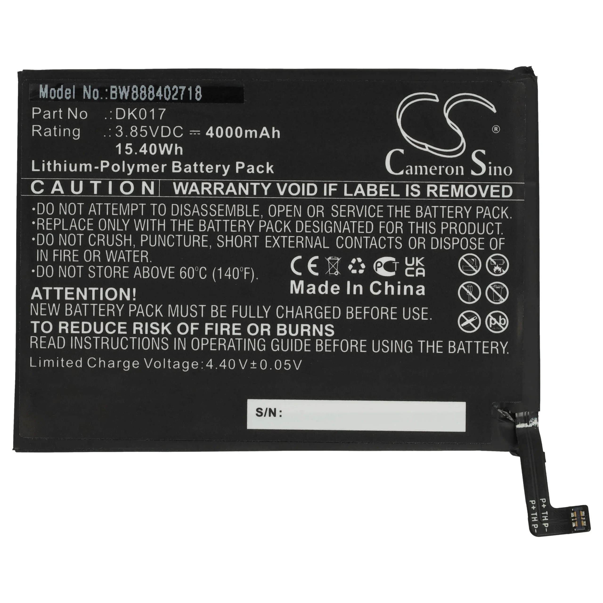 Batterie remplace Blackview DK017 téléphone portable Blackview - 4000mAh 3,85V Li-polymère