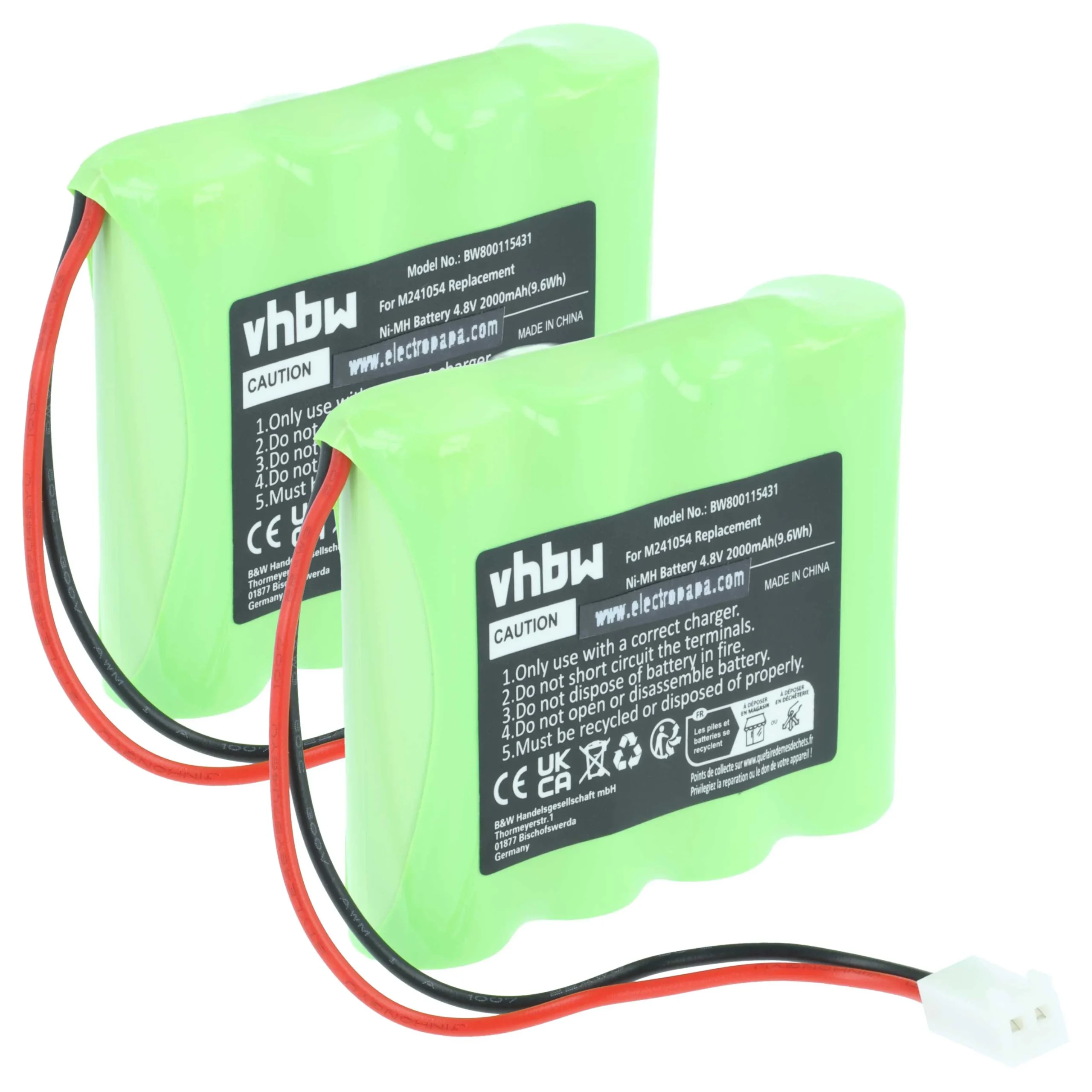 Batterie (2 pièces) remplace Teleradio M241054 - 2000mAh 4,8V NiMH