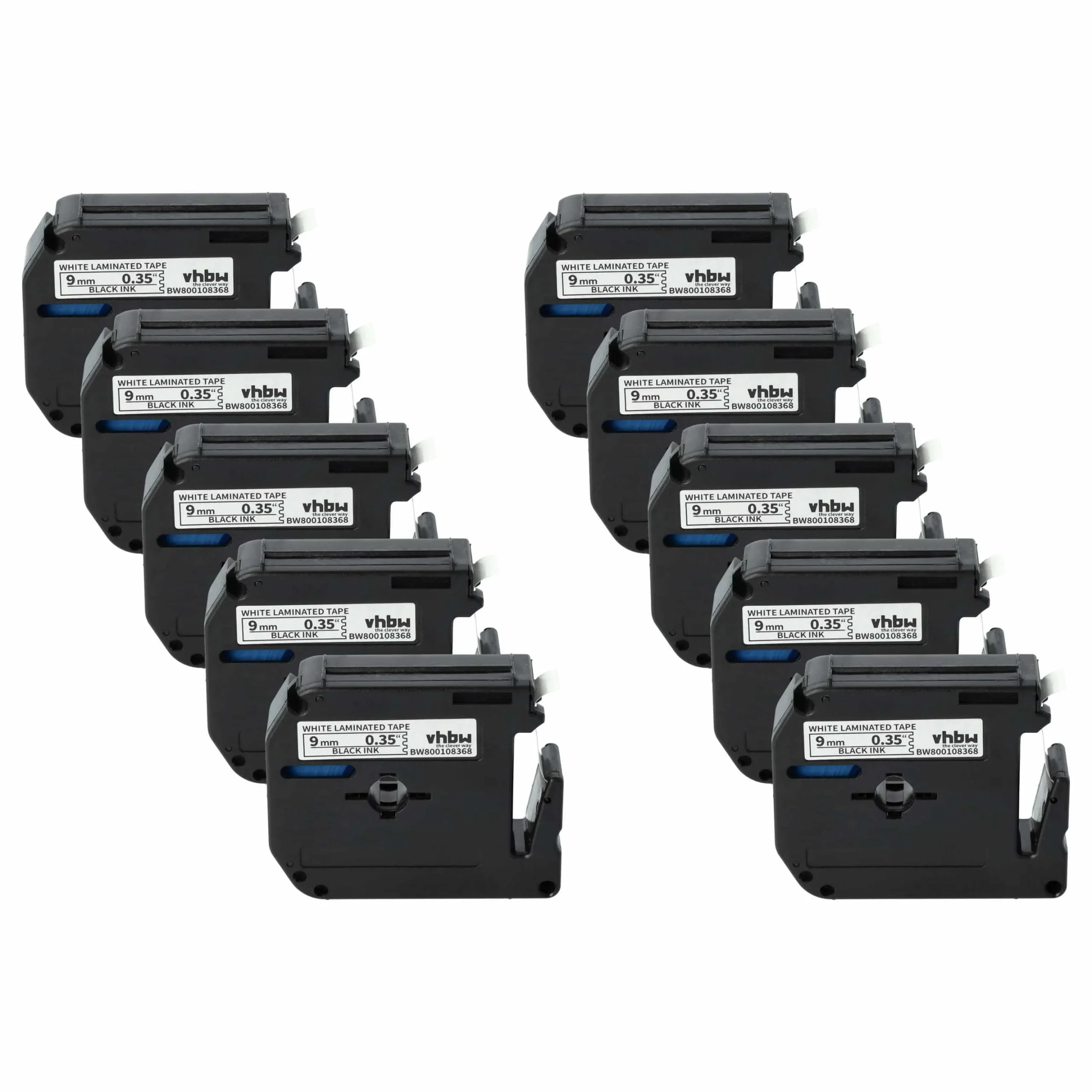 10x Cassettes à ruban remplacent Brother M-K221 - 9mm lettrage Noir ruban Blanc, plastique