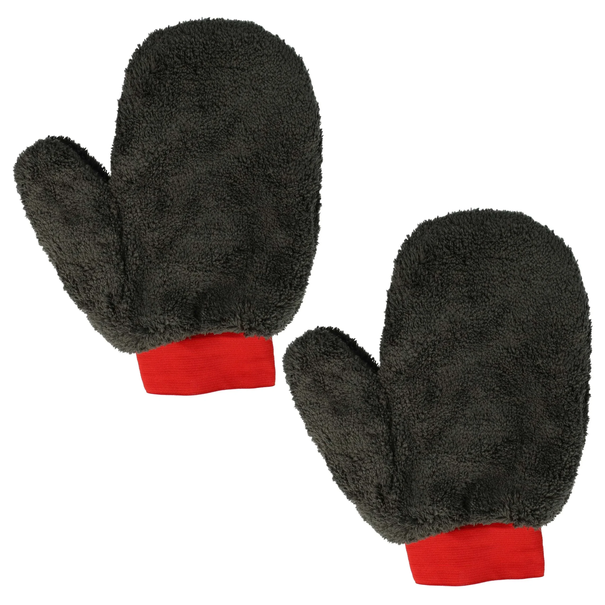 2x Gant de lavage en microfibre pour auto, moto et bicyclette - Gant de lavage auto noir / rouge