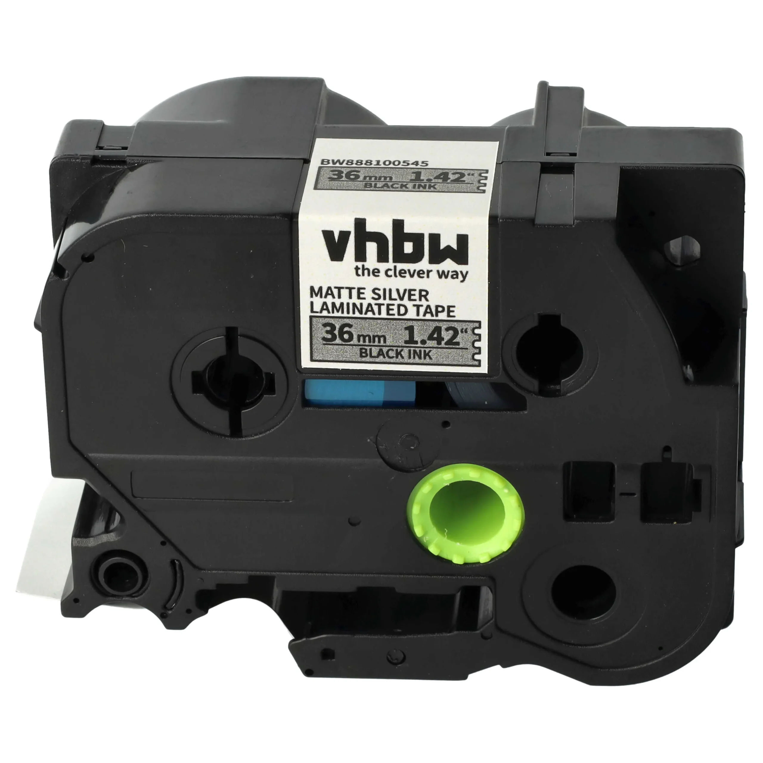 Cassette à ruban remplace Brother AHe-M961, HGEM961 - 36mm lettrage Noir ruban Argent mat, plastique