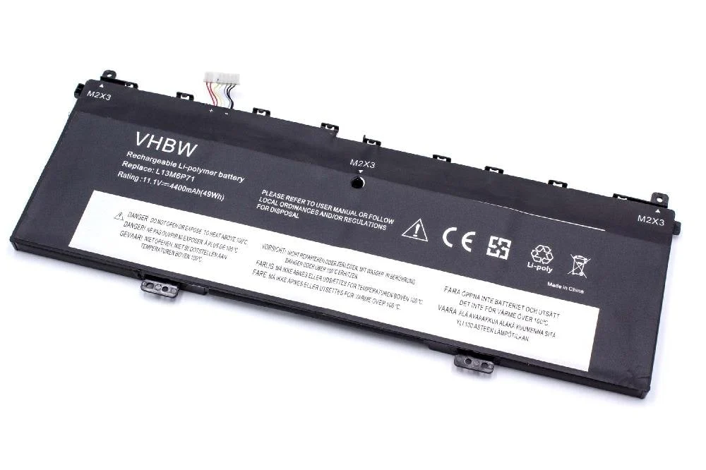 Batterie remplace Lenovo L13S6P71, L13M6P71 pour ordinateur portable Lenovo- 4400mAh 11,1V Li-ion, noir