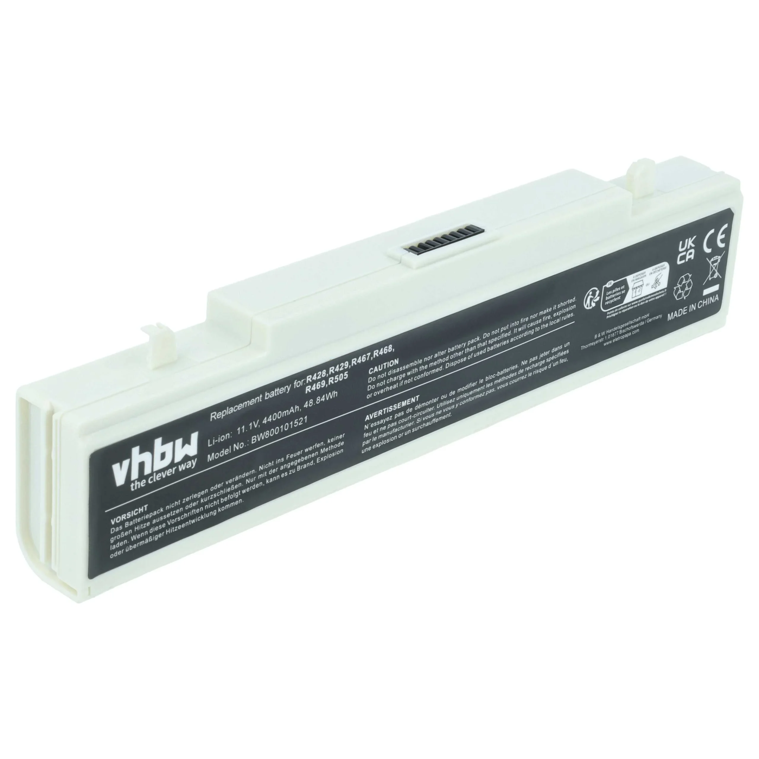 Batterie remplace Samsung AA-PL9NC6B, AA-PL9NC2B pour ordinateur portable Samsung- 4400mAh 11,1V Li-ion, blanc