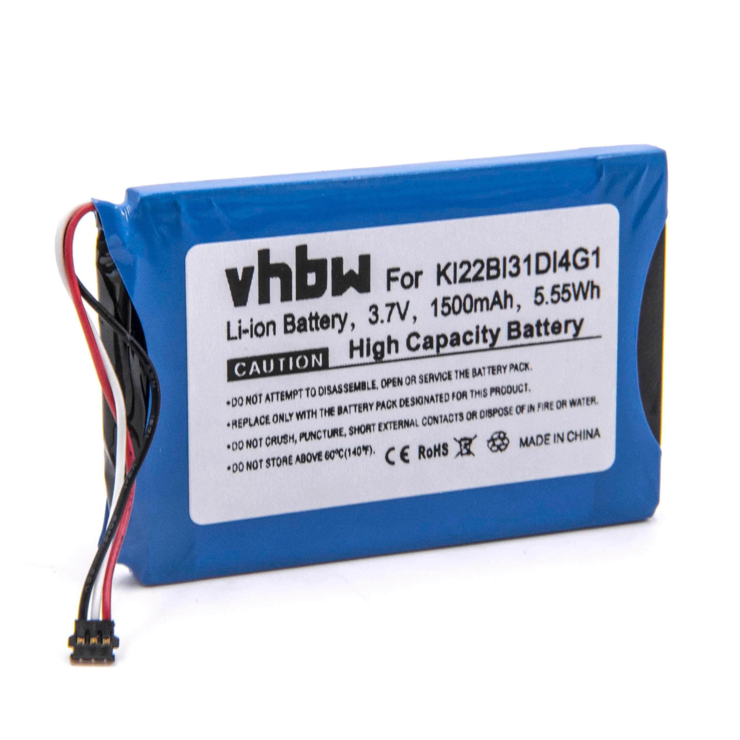 Batterie remplace Garmin KI22BI31DI4G1 pour navigation GPS Garmin - 1500mAh 3,7V Li-ion