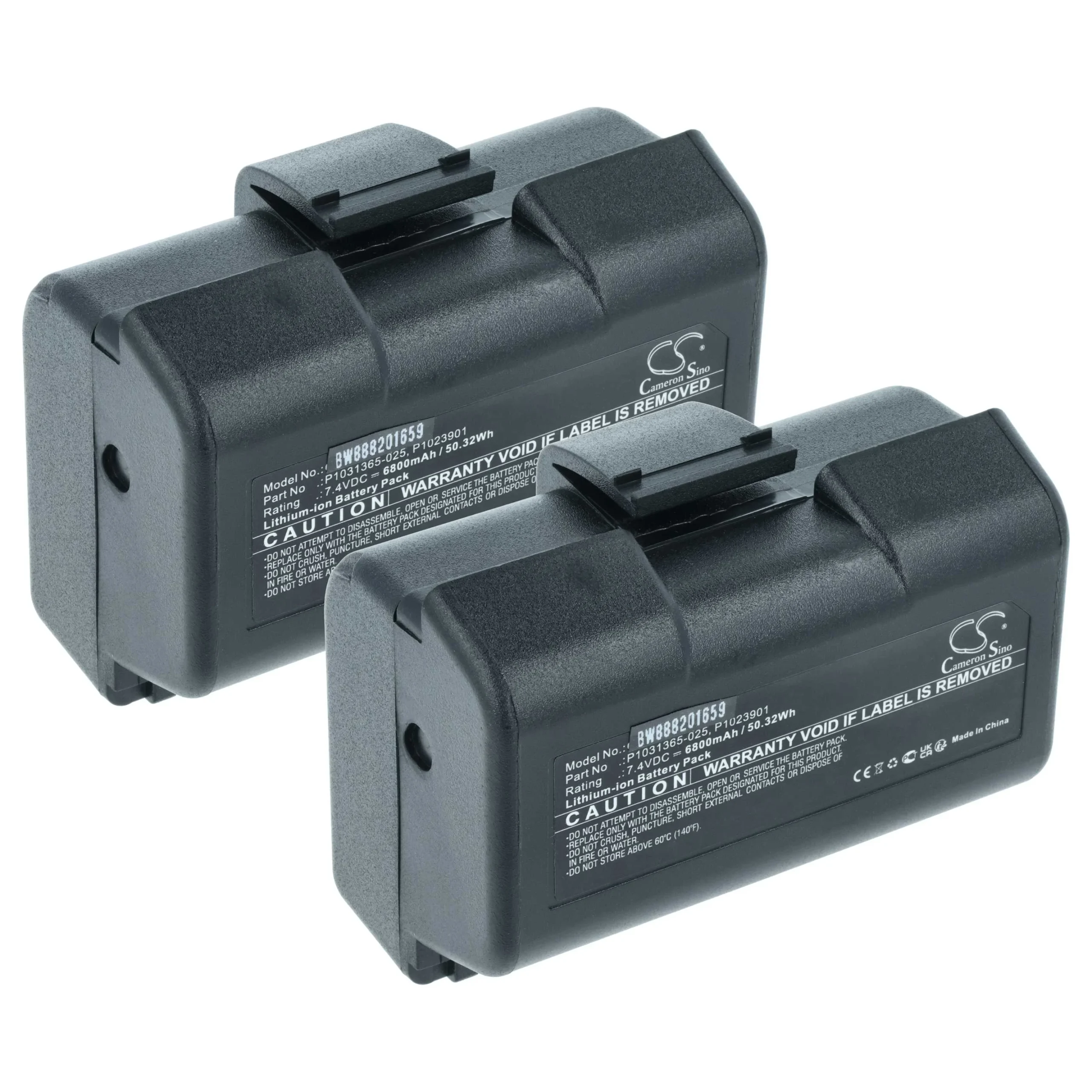 2x Batteries remplace Zebra AT16004, BTRY-MPP-34MA1-01 pour imprimante Zebra - 6800mAh 7,4V Li-ion