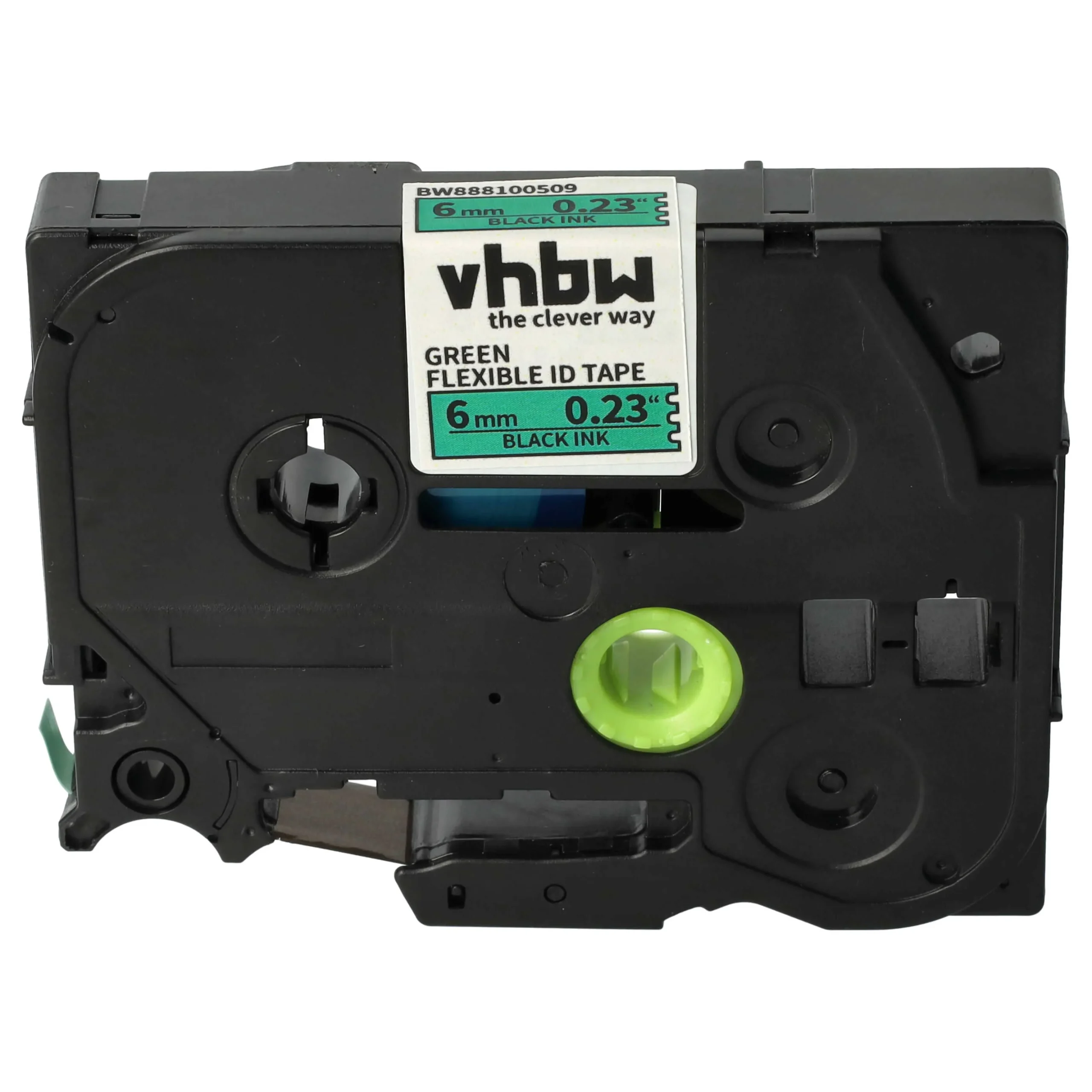 Cassette à ruban remplace Brother TZE-FX711, TZeFX711 - 6mm lettrage Noir ruban Vert, plastique, souple