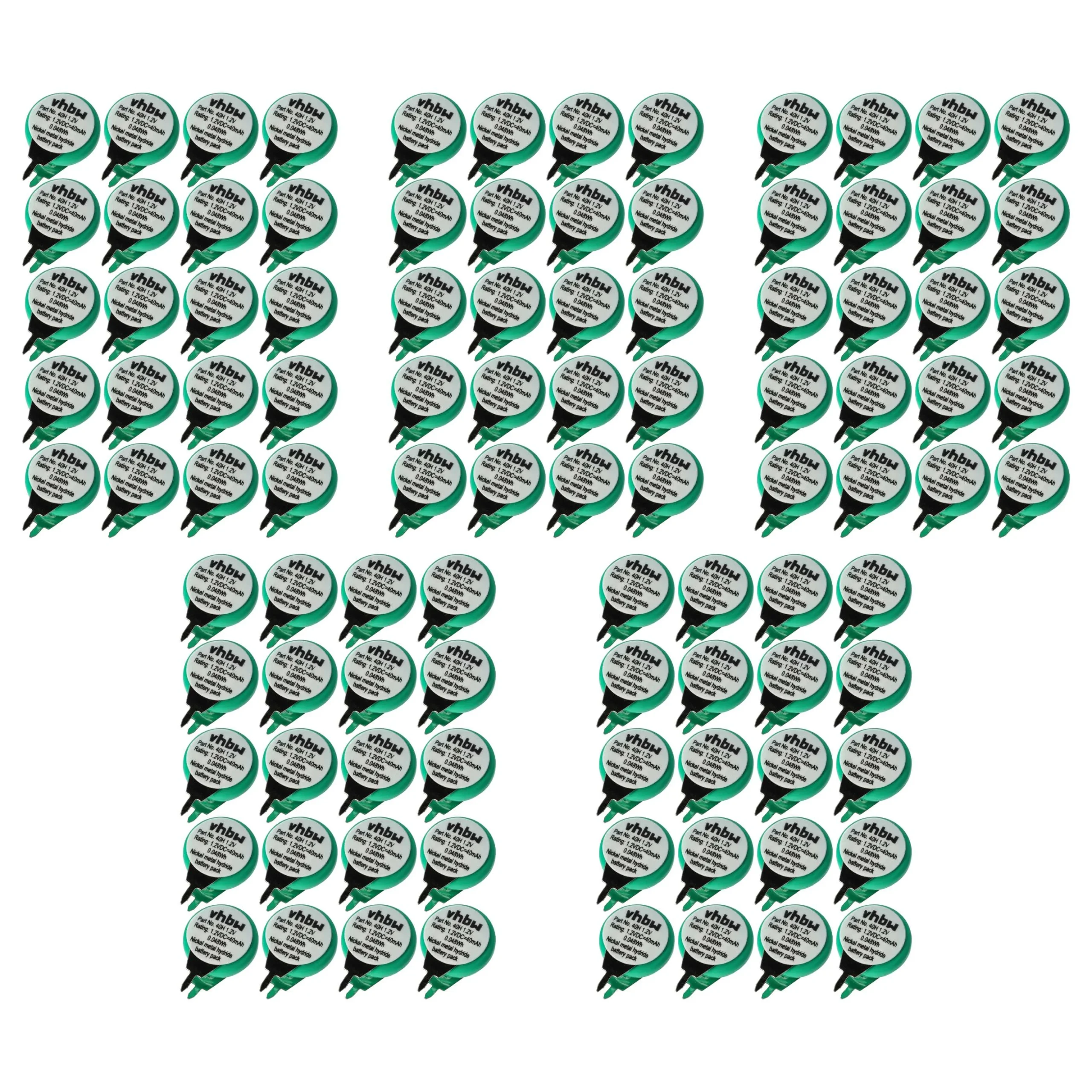 100x Piles bouton de type 1/V40H pour le modélisme et autres - 40mAh 1,2V NiMH
