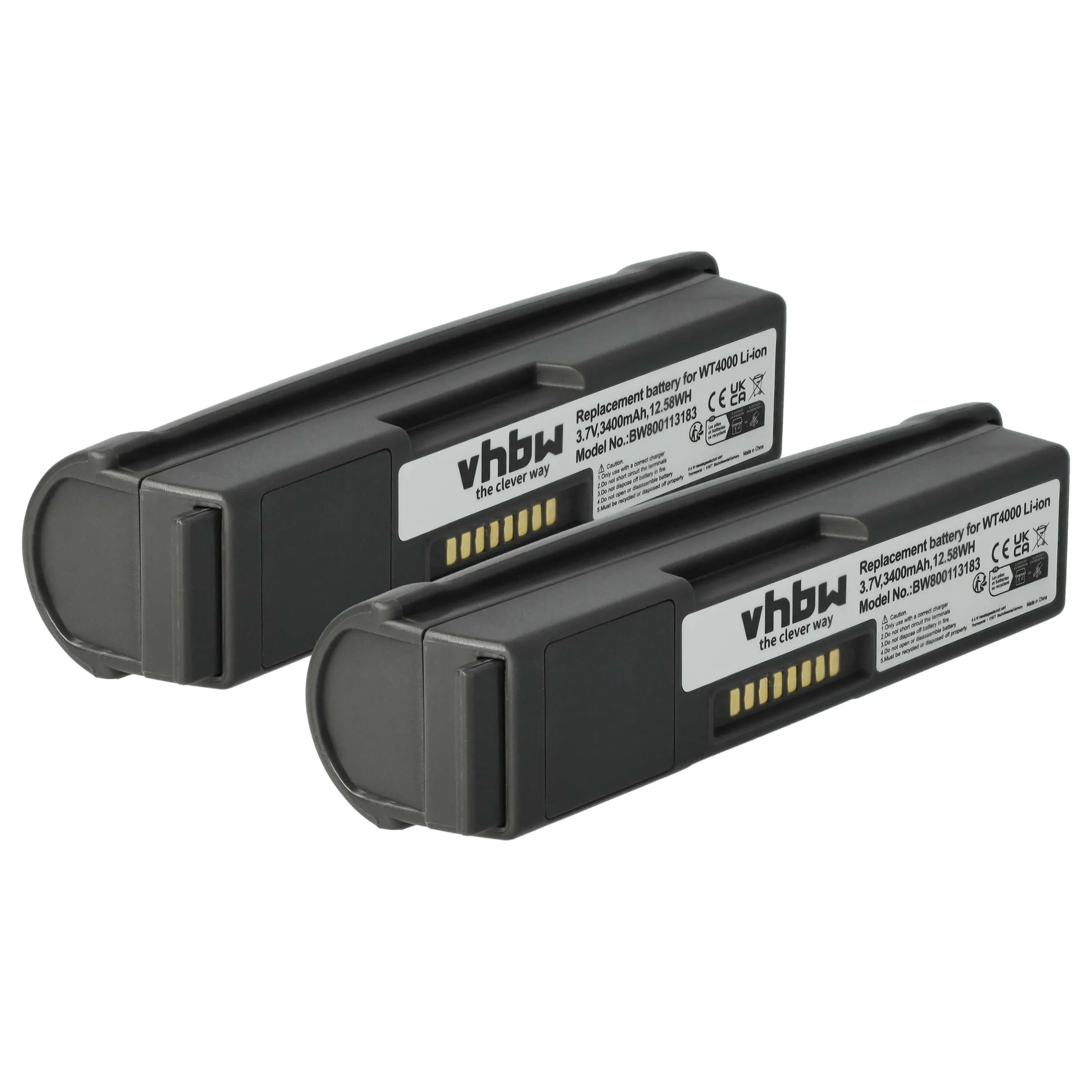 2x Batteries remplace Symbol 55-000166-01, 82-90005-03 pour scanner de code-barre Symbol - 3400mAh 3,7V
