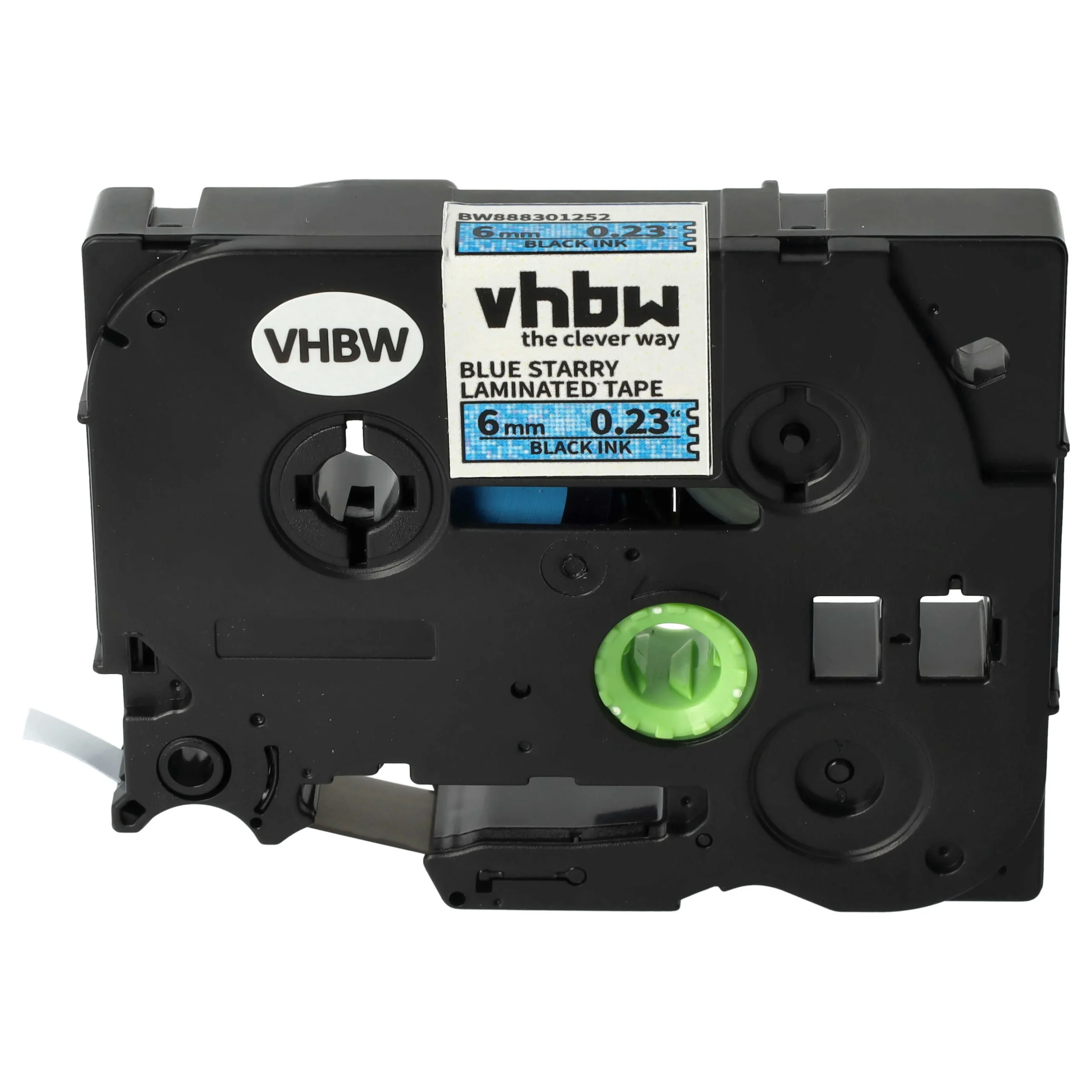 Cassette à ruban remplace Brother TZE-511L1 - 6mm lettrage Noir ruban Bleu paillettes, plastique