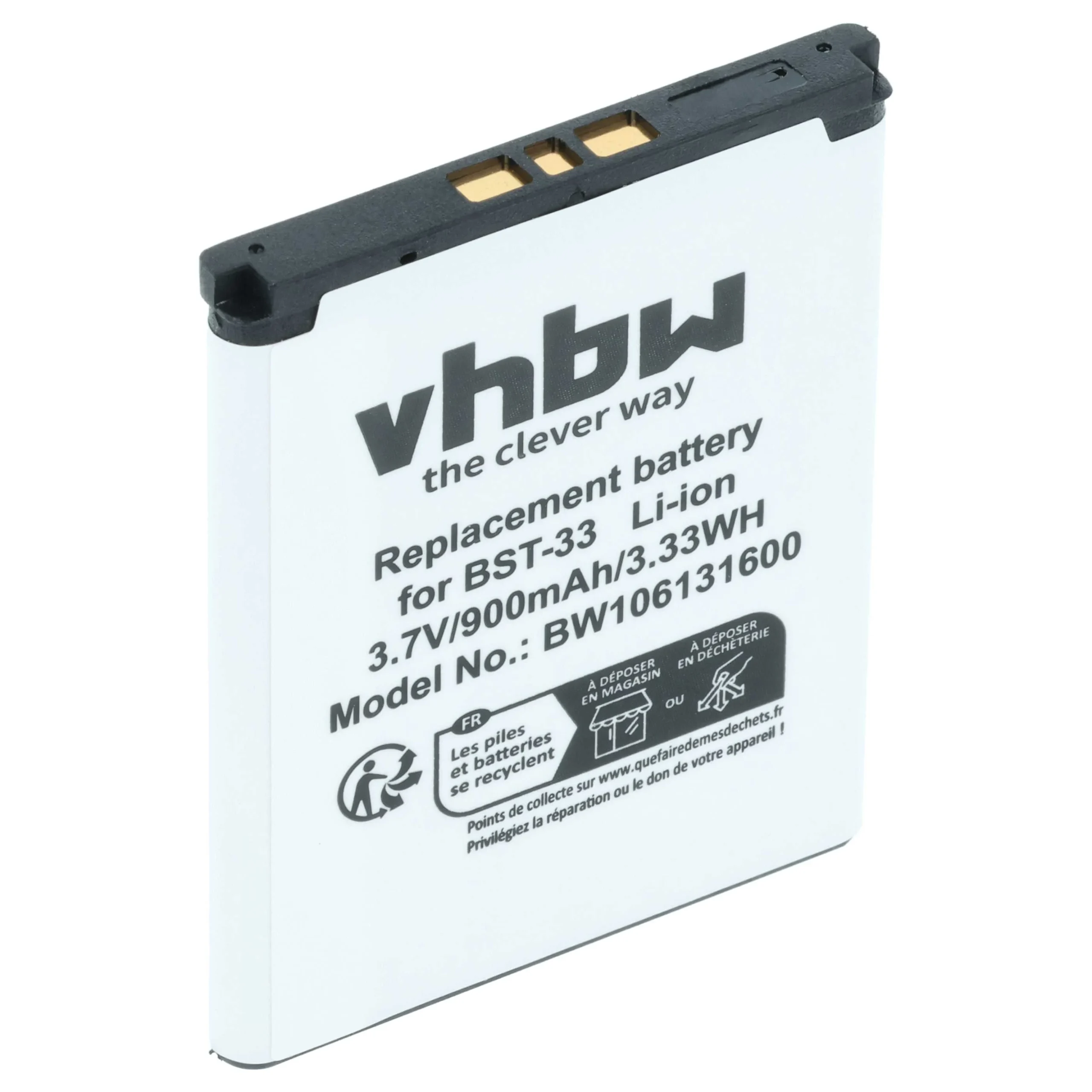Batterie remplace Sony BST-33 téléphone portable Sony-Ericsson - 900mAh 3,7V Li-ion