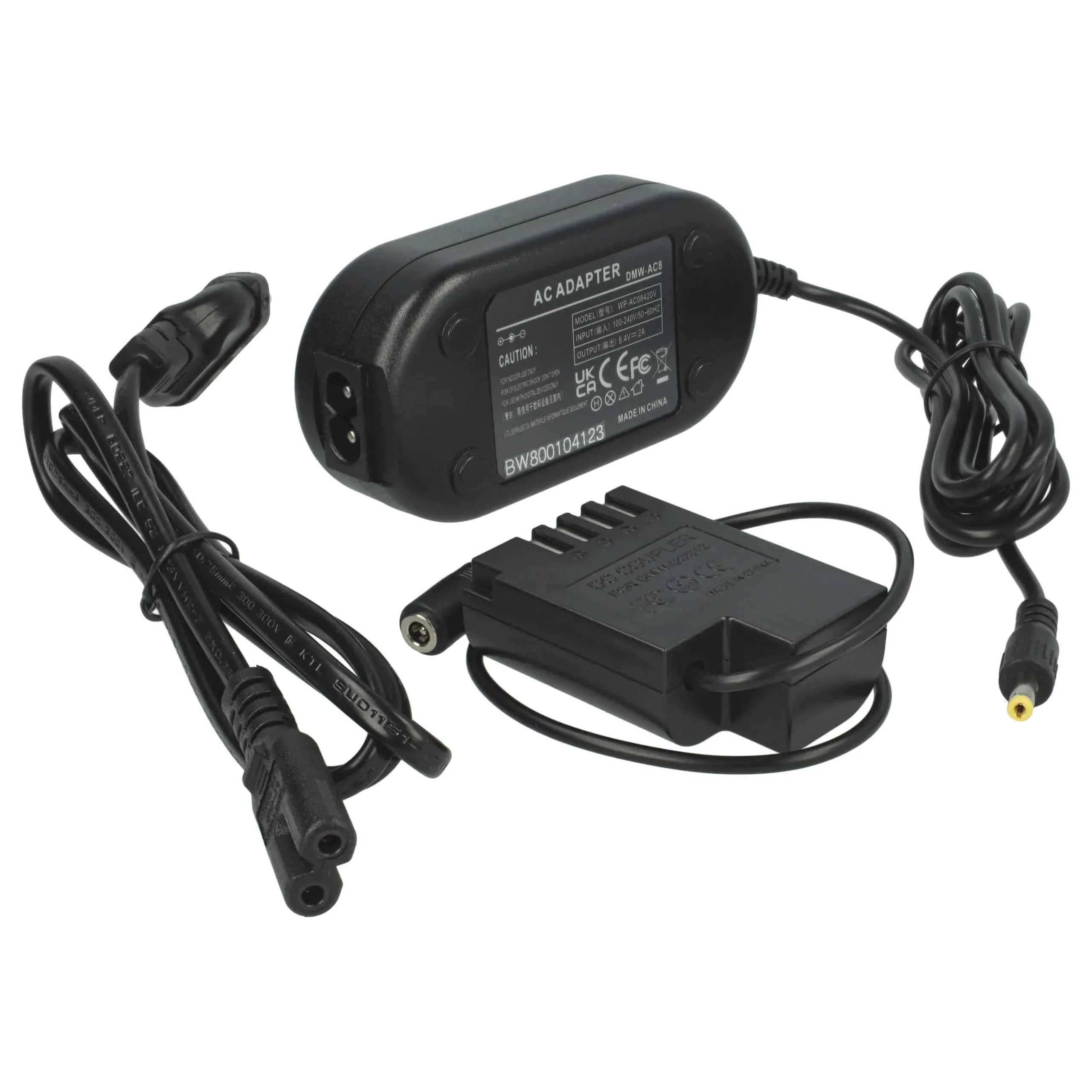 Bloc secteur remplace Panasonic DMW-AC8EG, DMW-AC8 pour caméra Panasonic + coupleur DC comme Panasonic