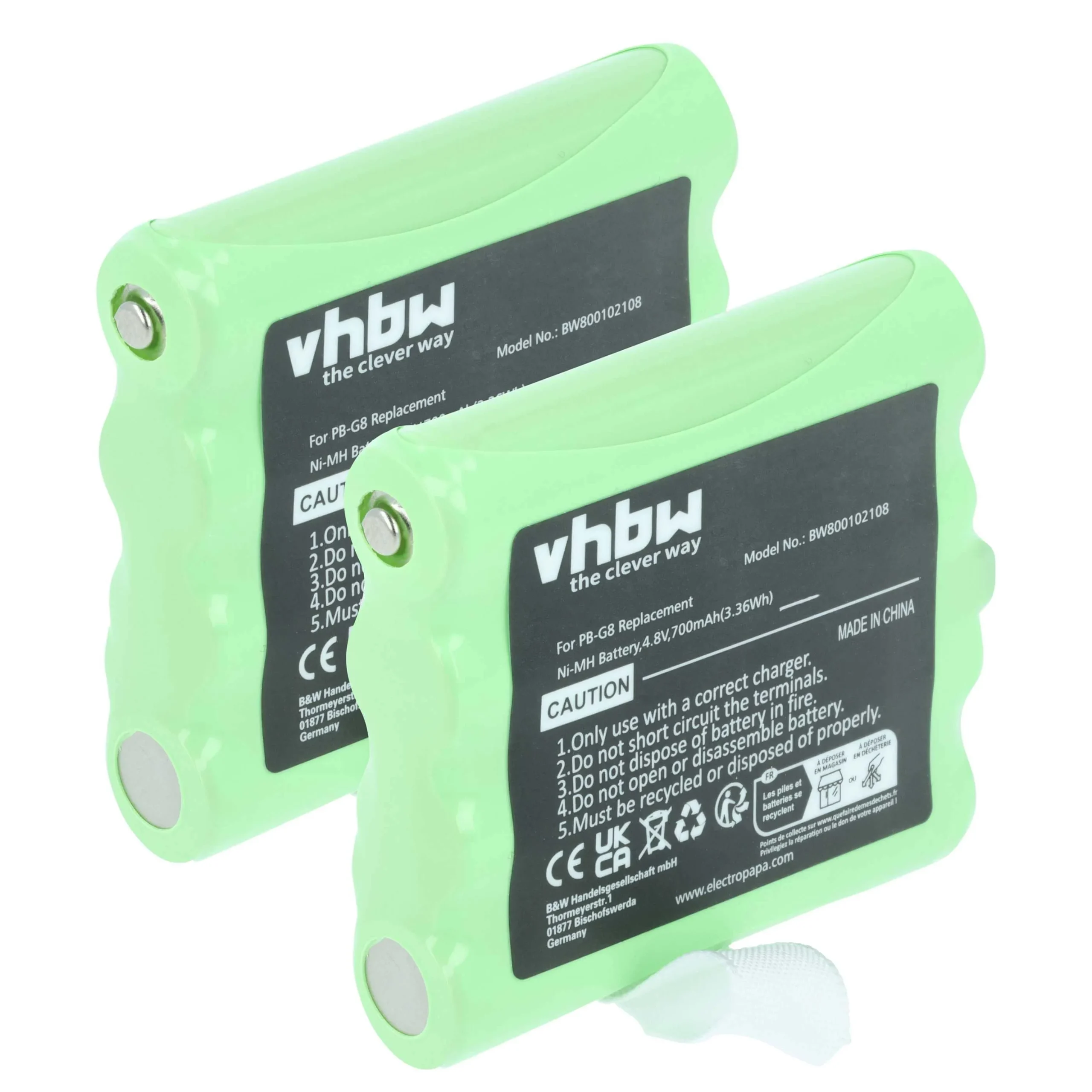 2x Batteries remplace PB-G8 pour radio talkie-walkie Midland- 700mAh 7,4V NiMH