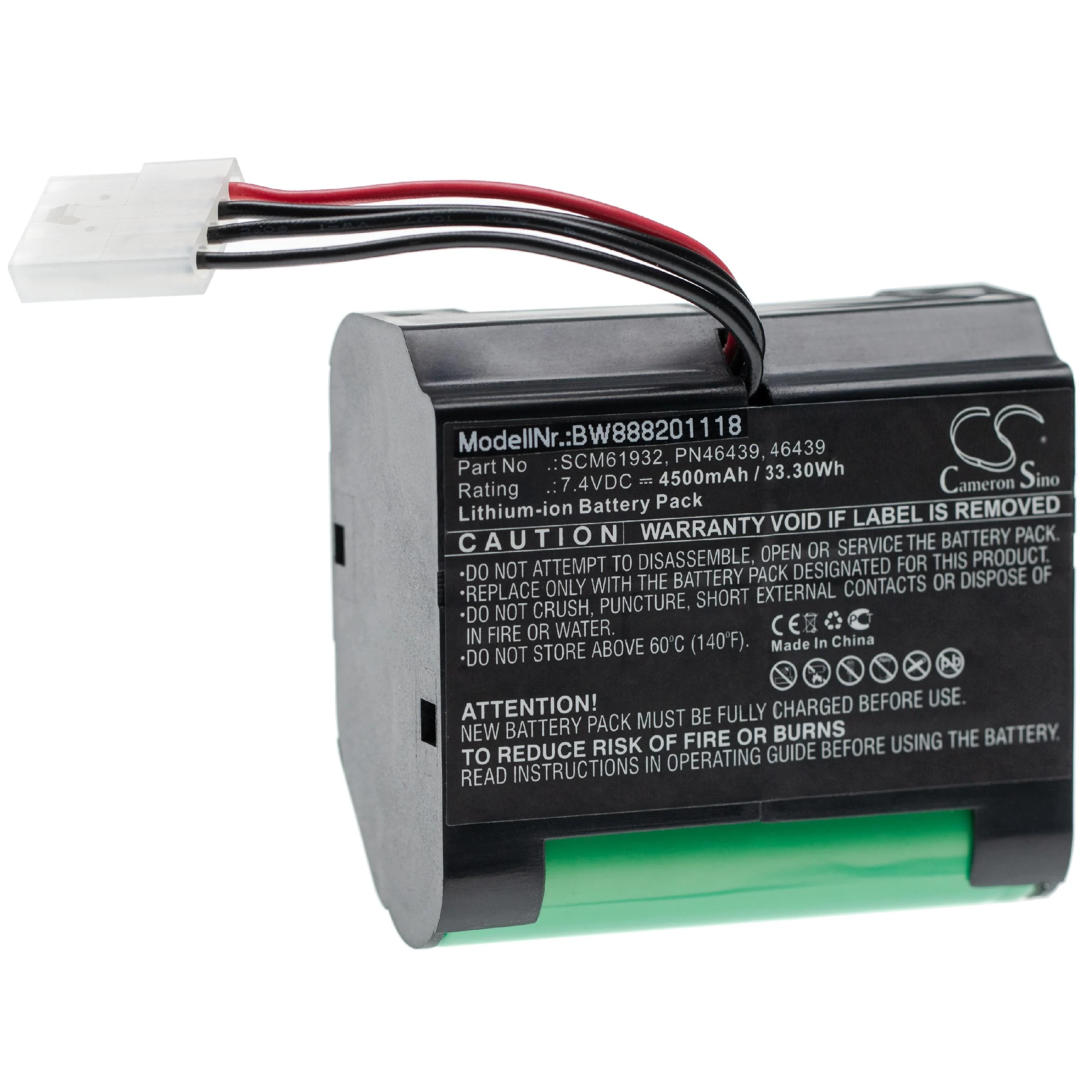 Batterie remplace Vorwerk SCM61932, PN46439, 46439 pour robot aspirateur Vorwerk - 4500mAh 7,4V Li-ion