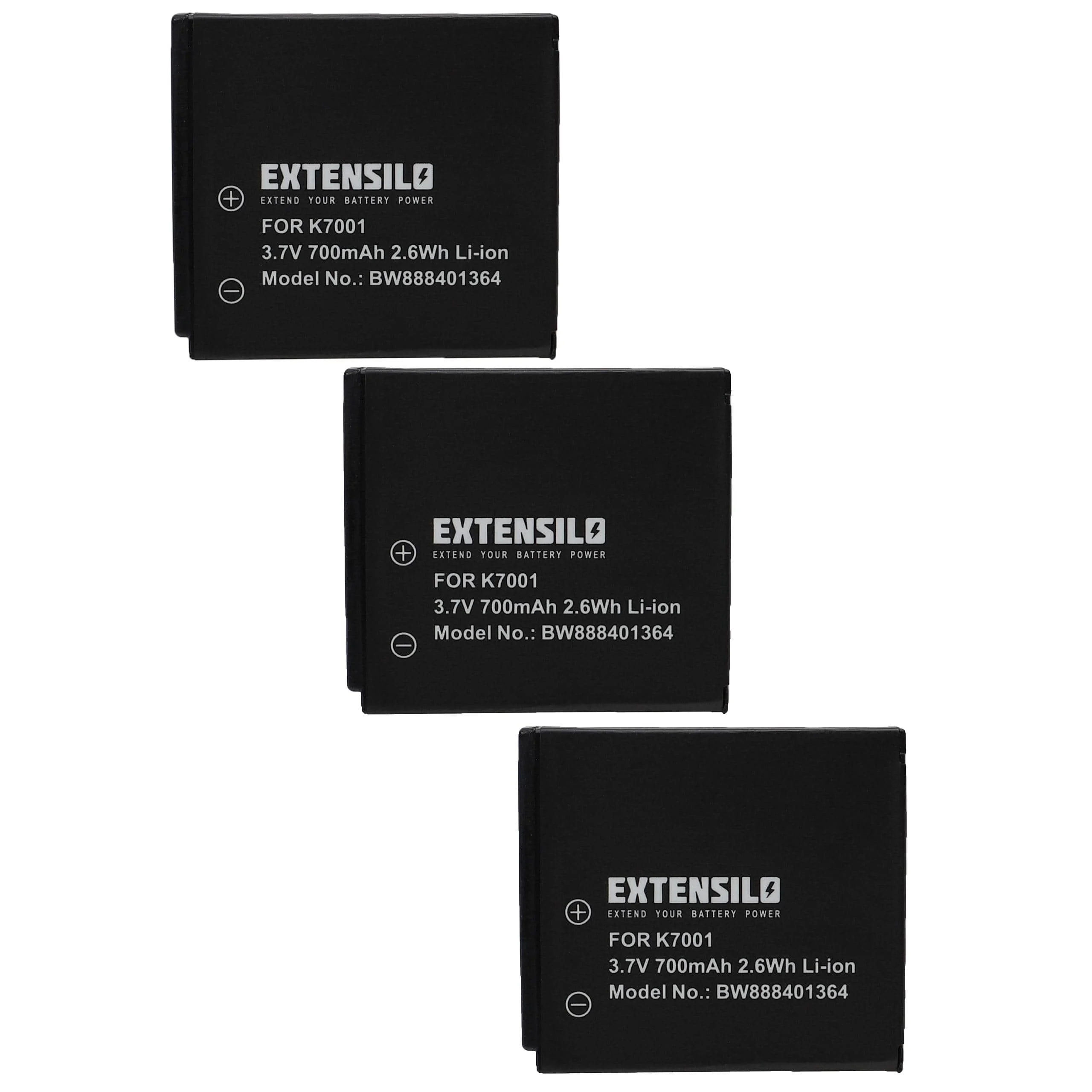 3x Batteries remplace Kodak Klic 7001 pour appareil photo Kodak- 700mAh 3,7V Li-ion