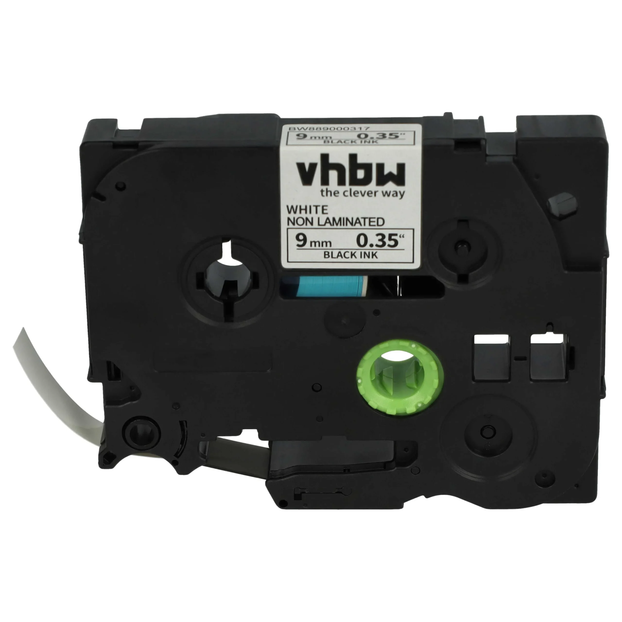 Cassette à ruban remplace Brother TZE-N221 - 9mm lettrage Noir ruban Blanc, plastique