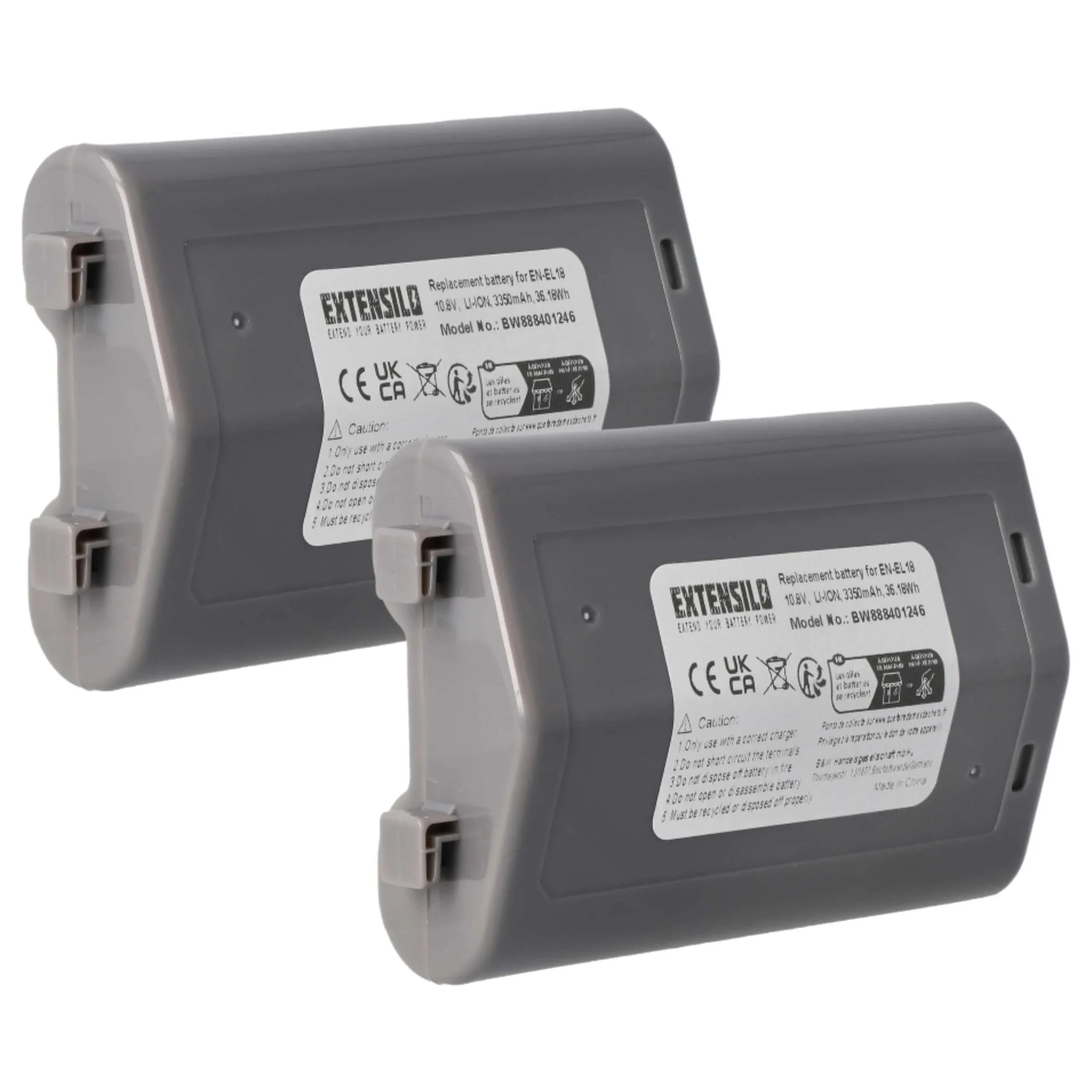 2x Batteries remplace Nikon EN-EL18 pour appareil photo Nikon- 3350mAh 10,8V Li-ion