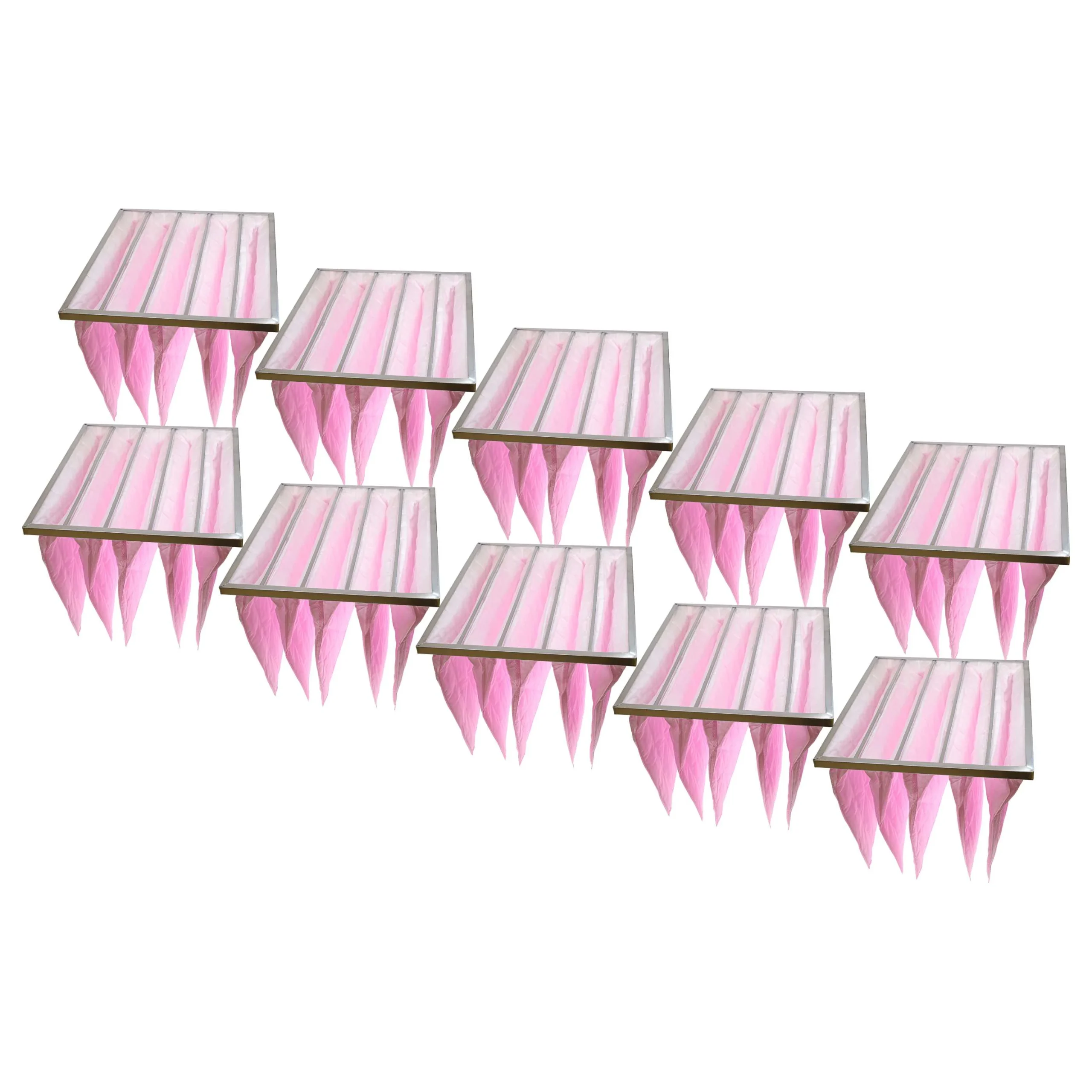 10x Filtres à poches F7 pour climatiseur, système d'aération - 59,5 x 49 x 5,1 cm