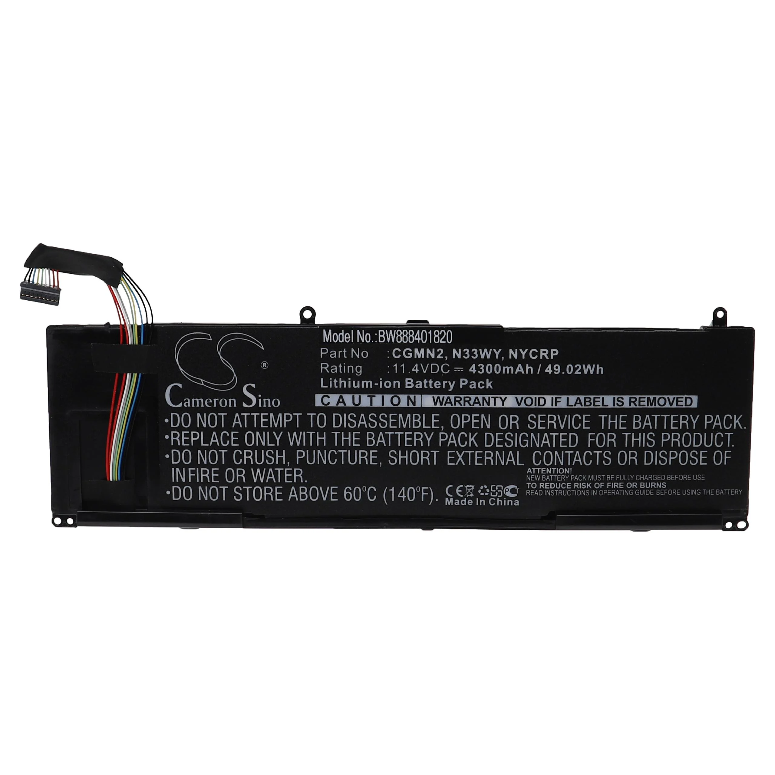 Batterie remplace Dell 0CGMN2, P19T, NYCRP, N33WY, CGMN2 pour ordinateur portable Dell- 4300mAh 11,4V Li-ion