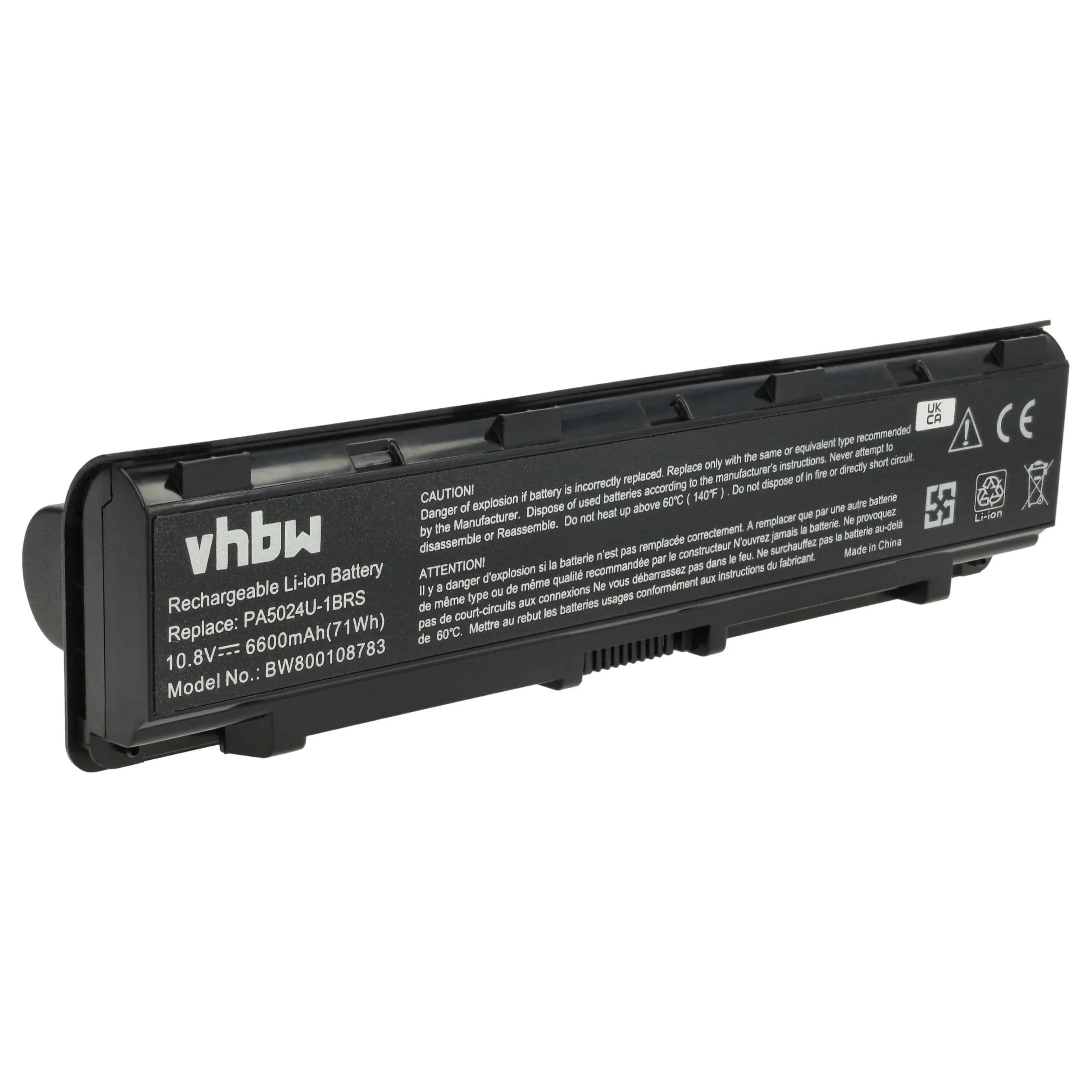 Batterie remplace Toshiba PA5023U-1BRS pour ordinateur portable Toshiba- 6600mAh 10,8V Li-ion, noir