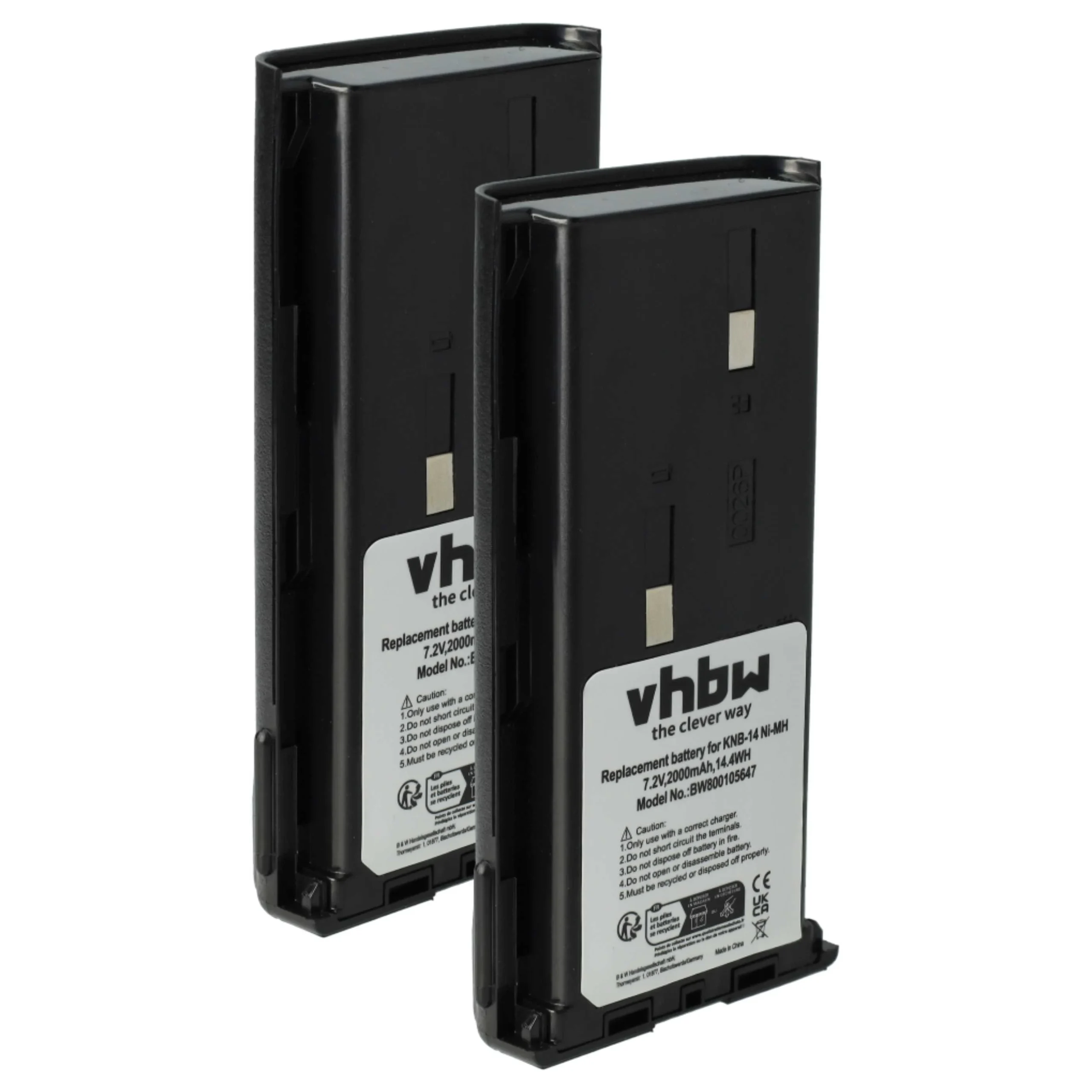 2x Batteries remplace Bidatong BD-15-L pour radio talkie-walkie Kenwood- 2000mAh 7,2V NiMH