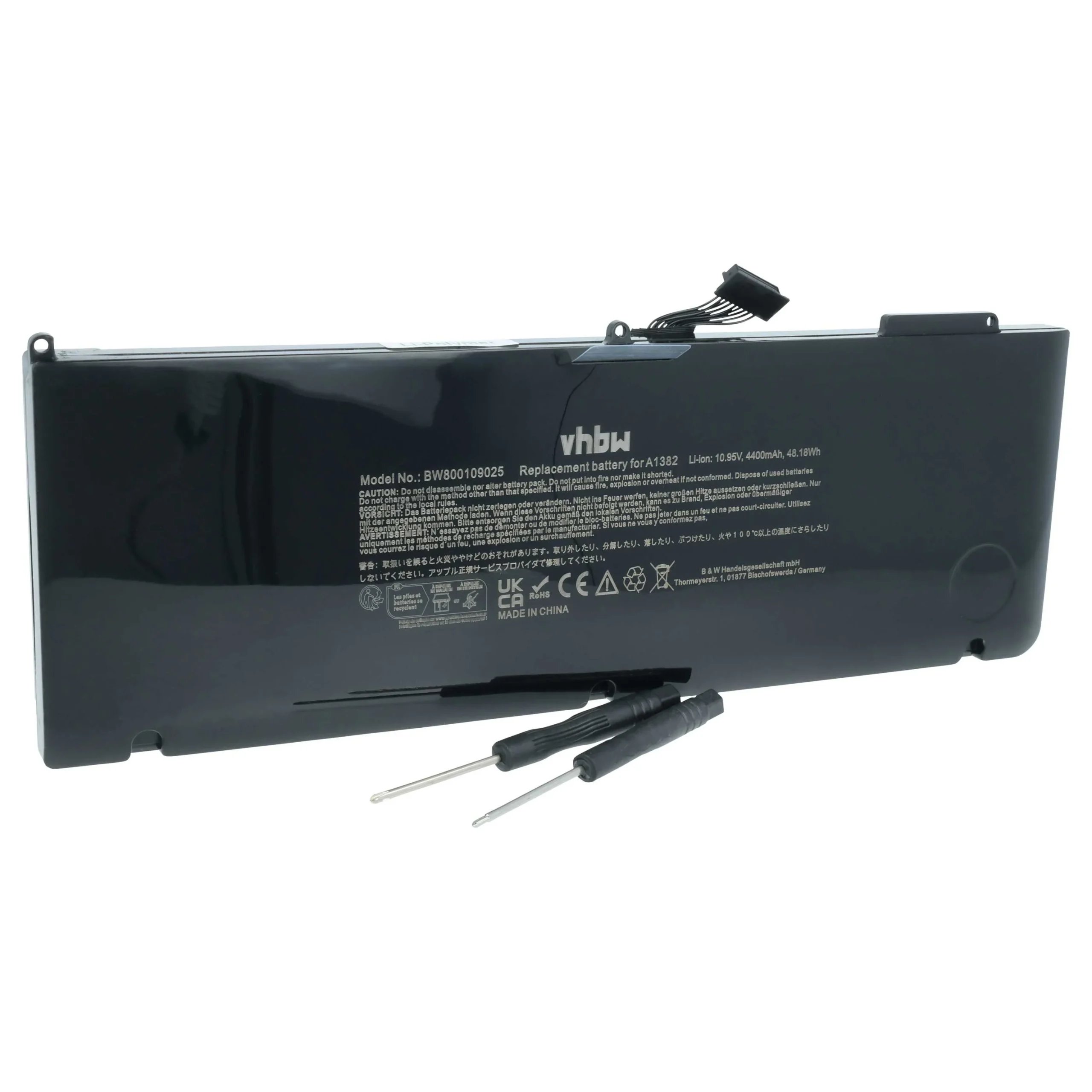 Batterie remplace Apple 020-7134-01 pour ordinateur portable Apple- 4400mAh 10,95V Li-polymère, noir