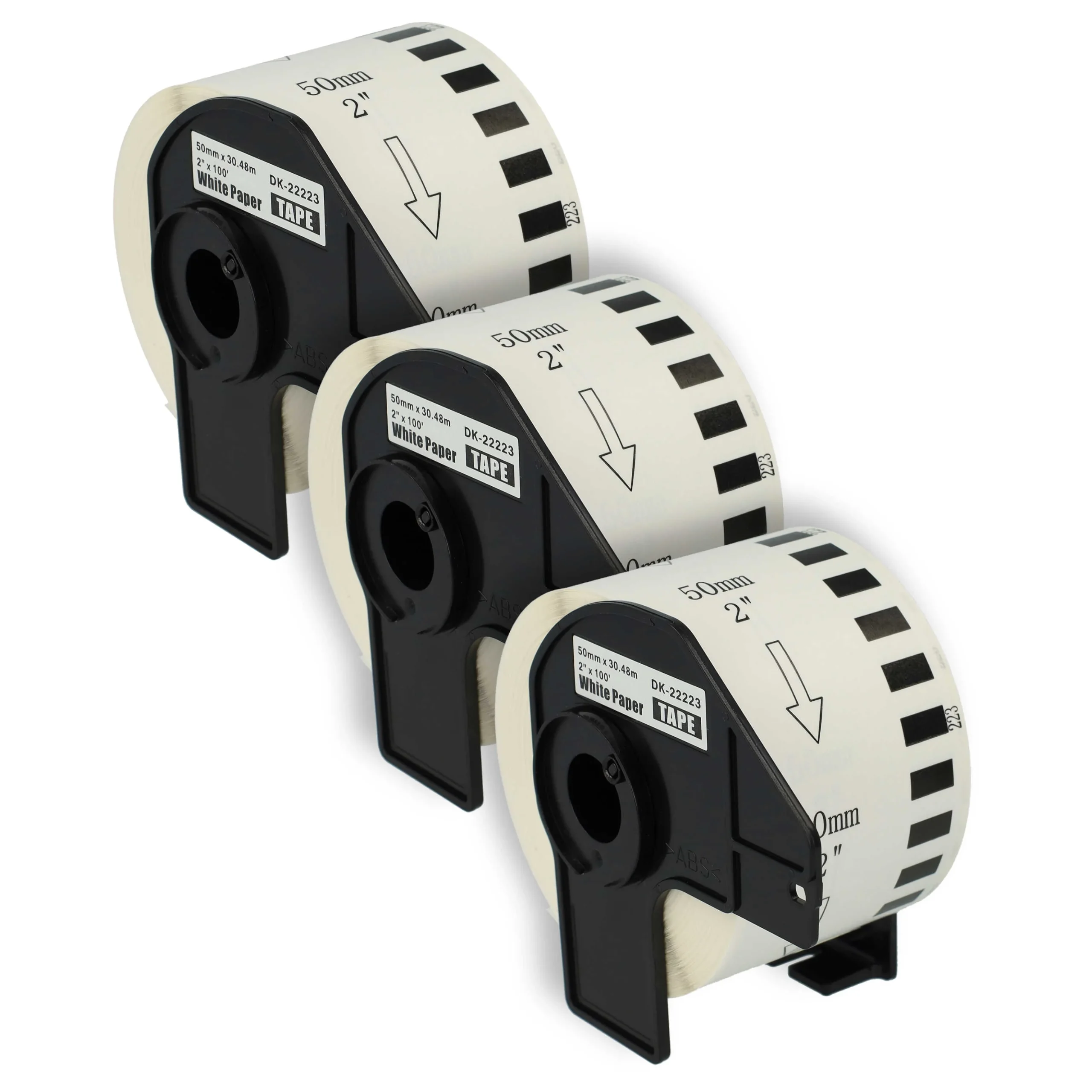 3x Étiquette remplacent Brother DK-22223 pour imprimante étiqueteuse - premium 50mm x 30,48m + support