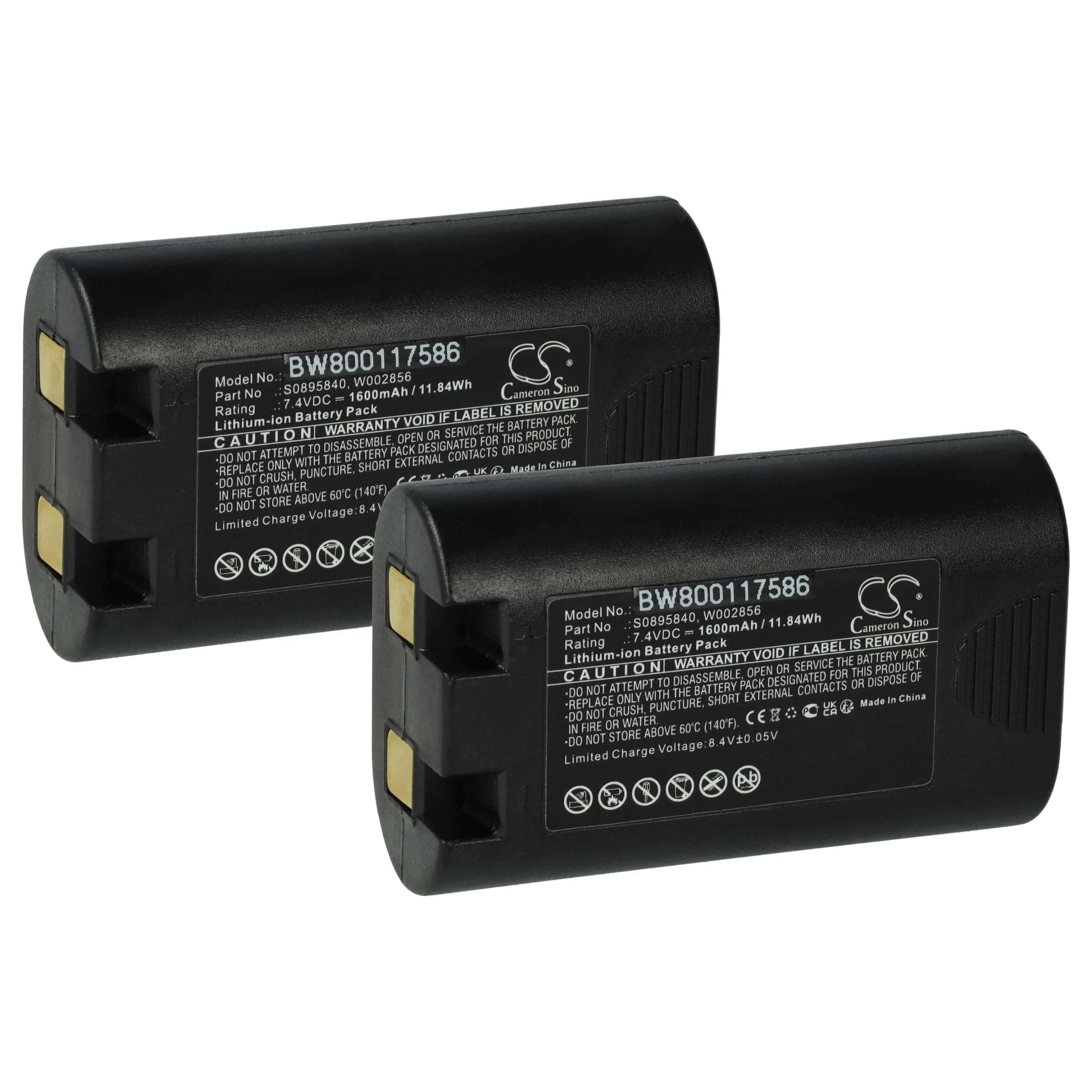2x Batteries remplace 3M PL-200-BAT pour imprimante 3M - 1600mAh 7,4V Li-ion
