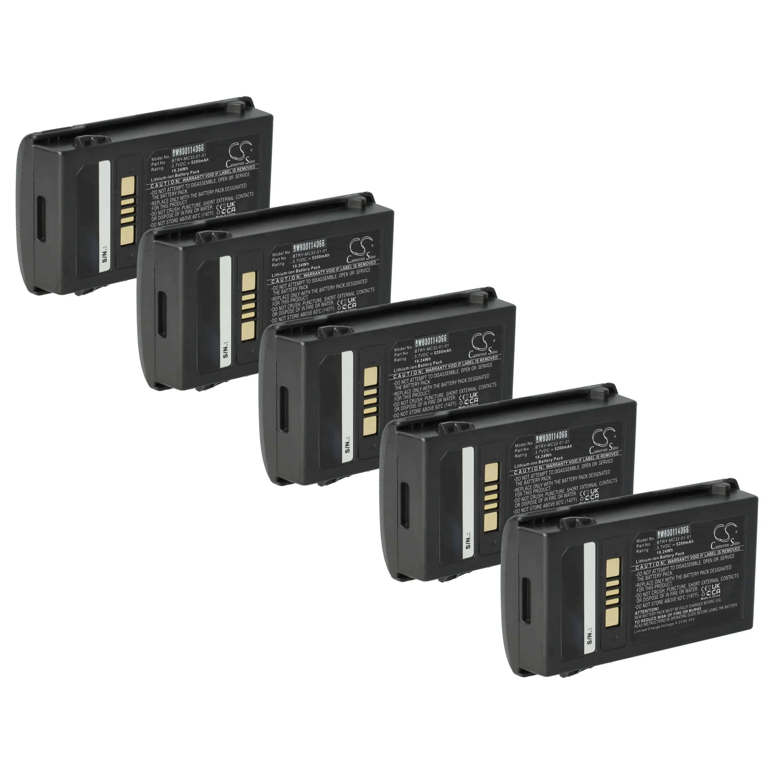 5x Batteries remplace Motorola BTRY-MC32-01-01 pour scanner de code-barre Motorola - 5200mAh 3,7V