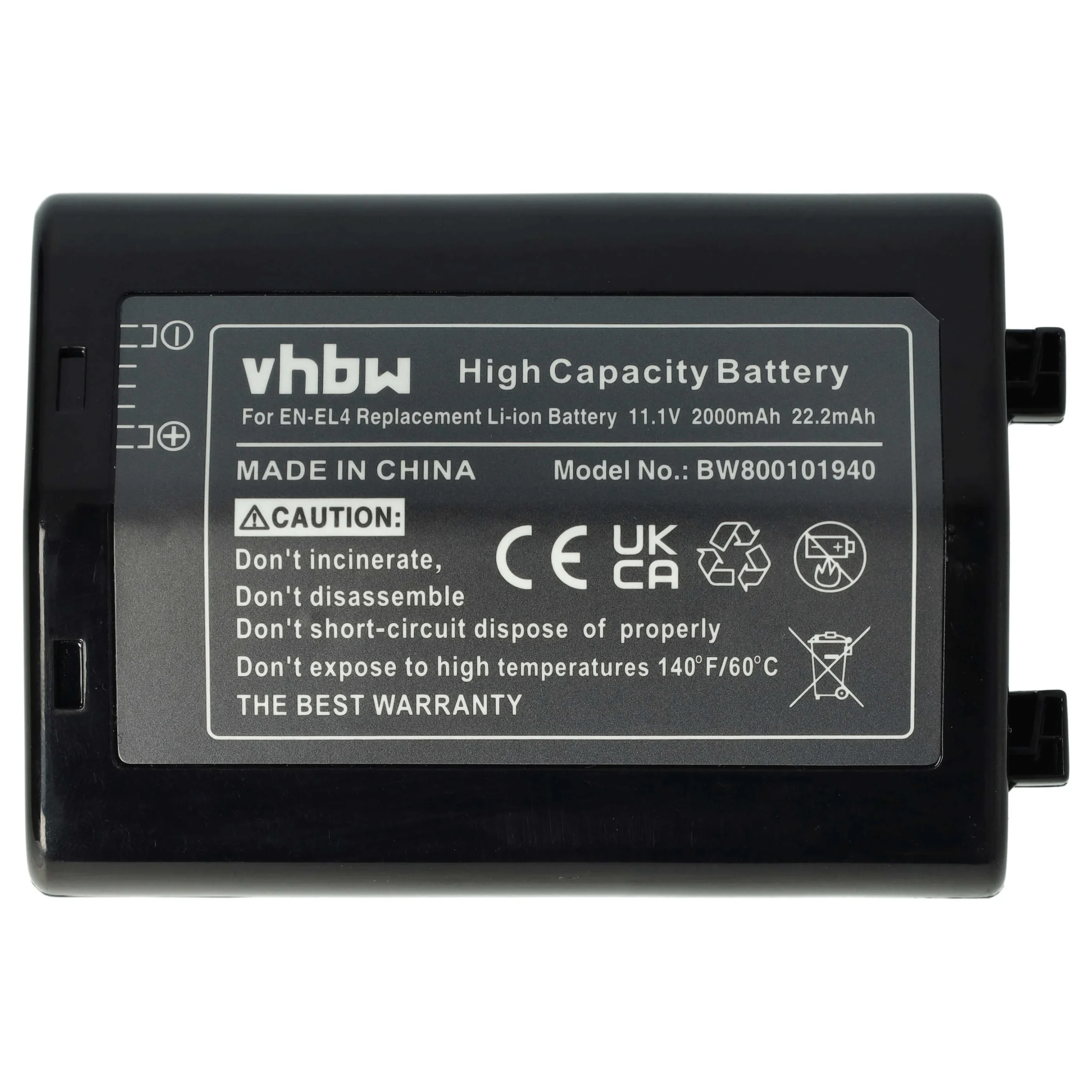 Batterie remplace Nikon EN-EL4, EN-EL4a pour appareil photo Nikon- 2000mAh 11,1V Li-ion