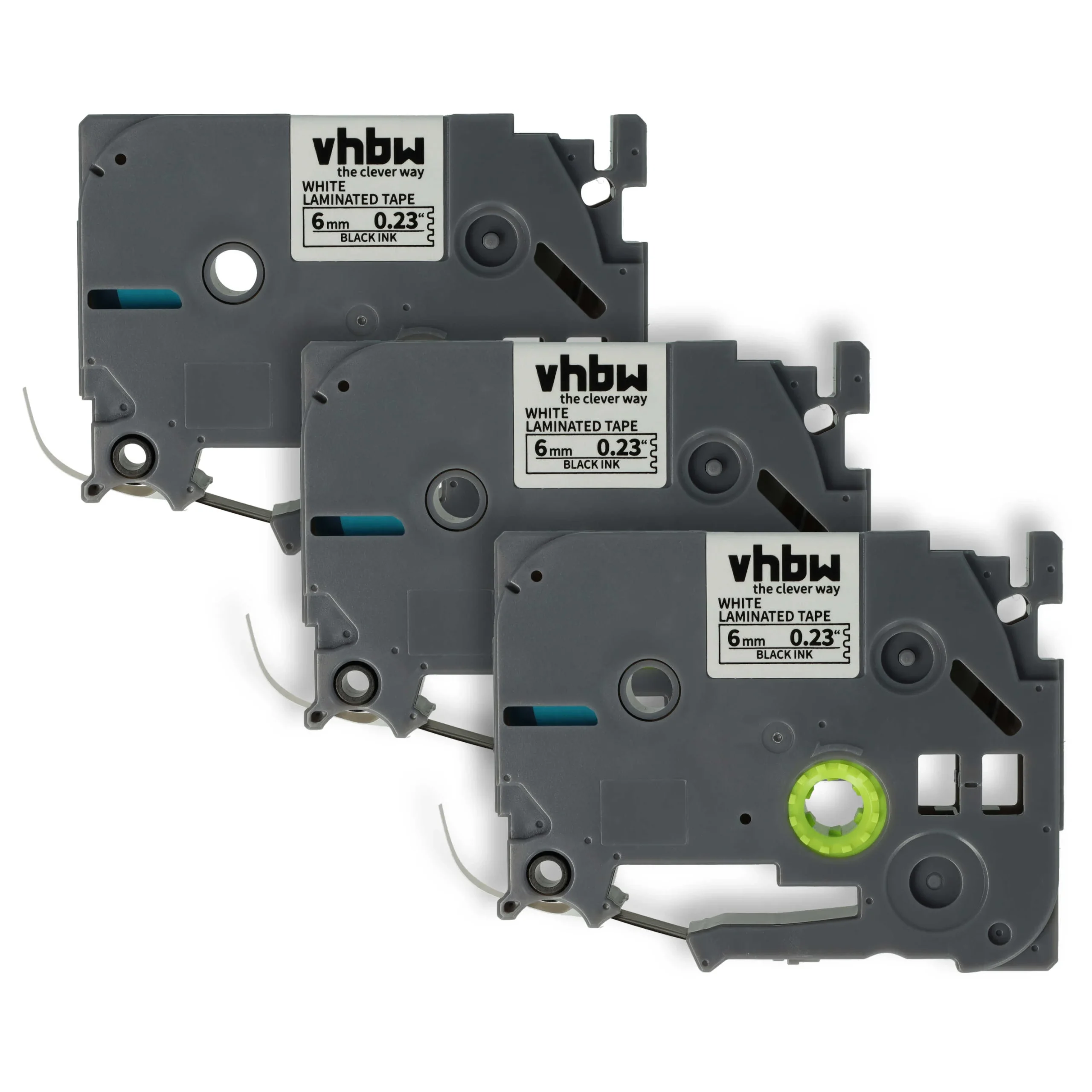 3x Cassettes à ruban remplacent Brother TZE-211, TZ-211 - 6mm lettrage Noir ruban Blanc, plastique