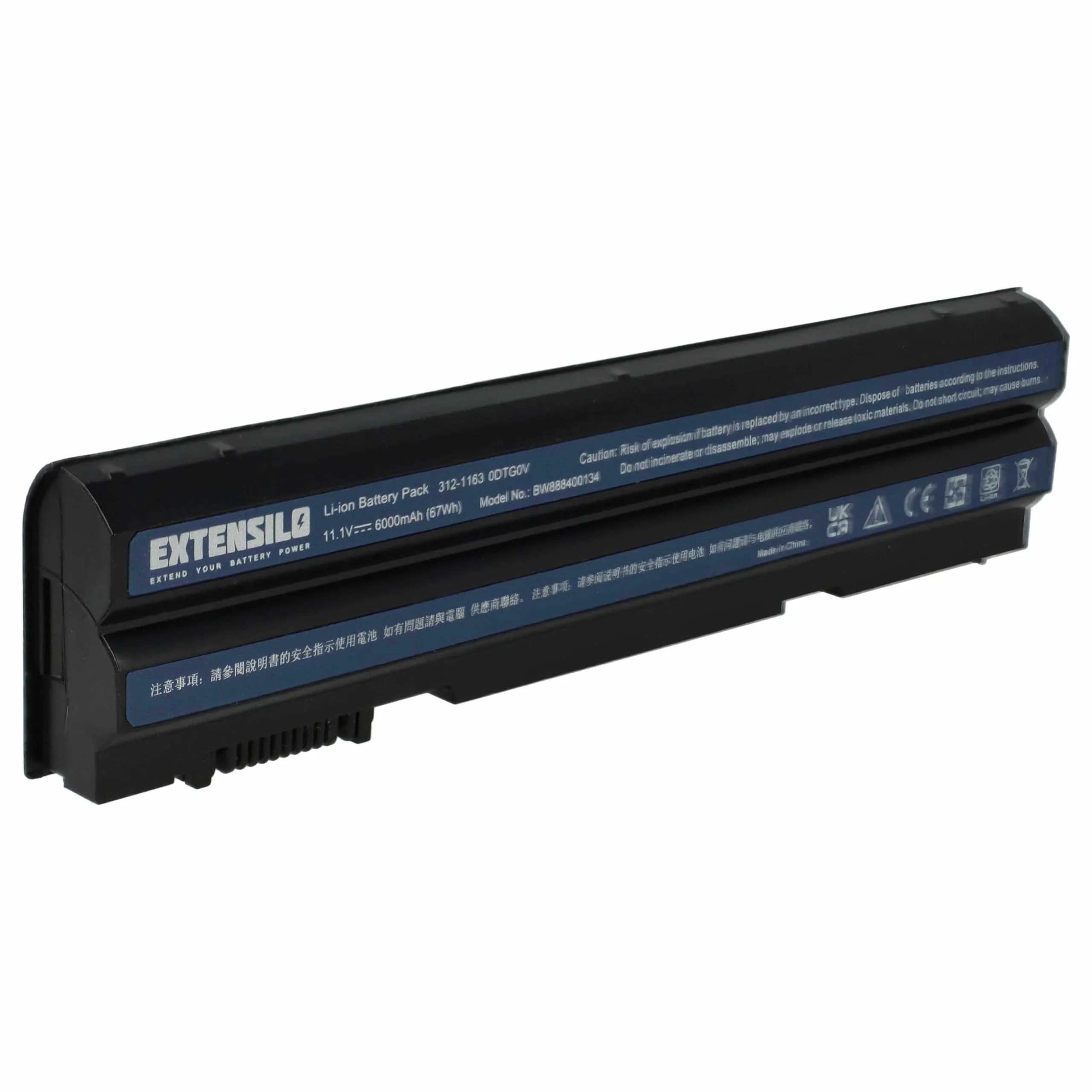 Batterie remplace Dell 312-1163, 04NW9, 05G67C pour ordinateur portable Dell- 5200mAh 11,1V Li-ion, noir