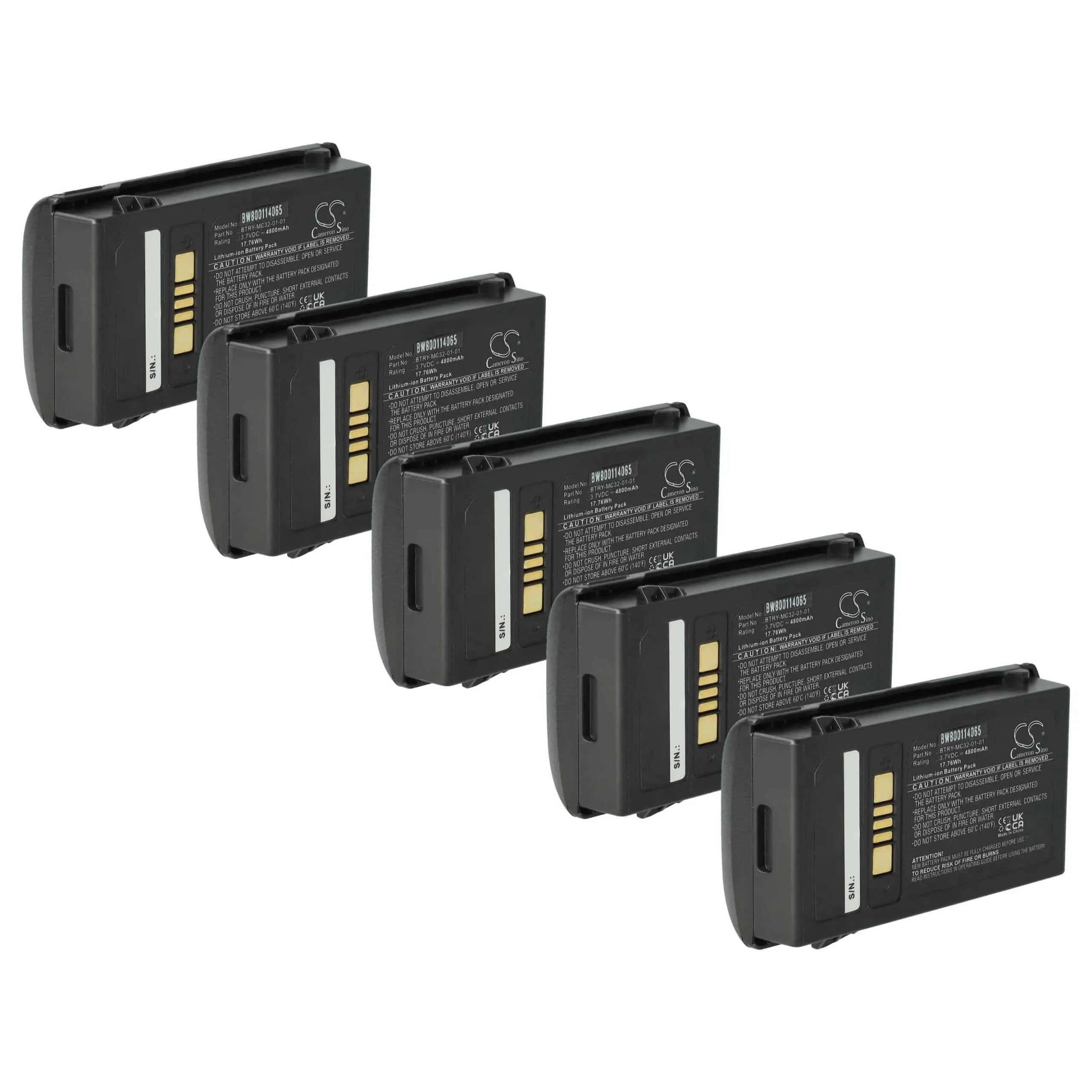5x Batteries remplace Motorola BTRY-MC32-01-01 pour scanner de code-barre Motorola - 4800mAh 3,7V