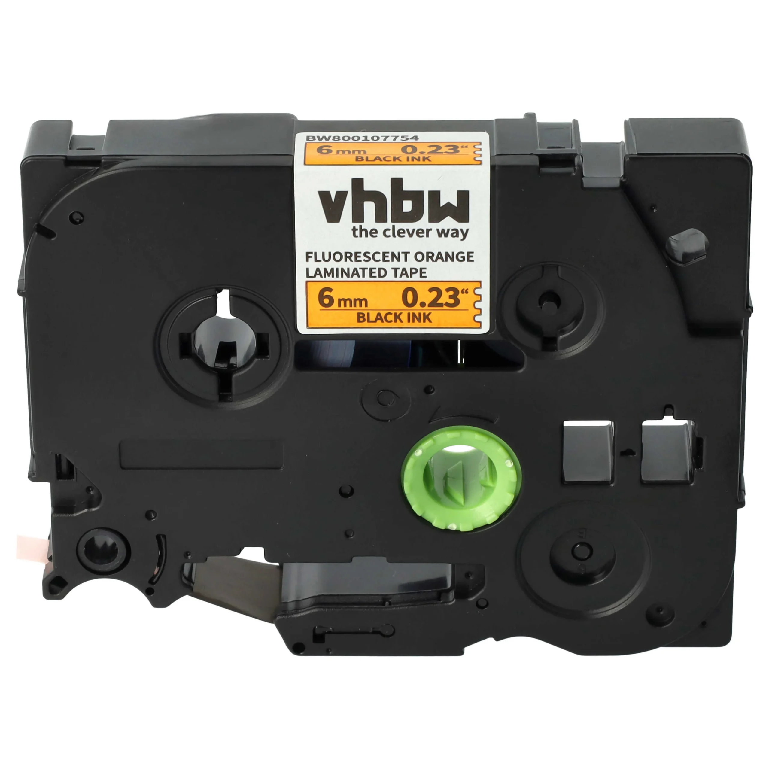 Cassette à ruban remplace Brother TZE-B11 - 6mm lettrage Noir ruban Orange fluo, plastique