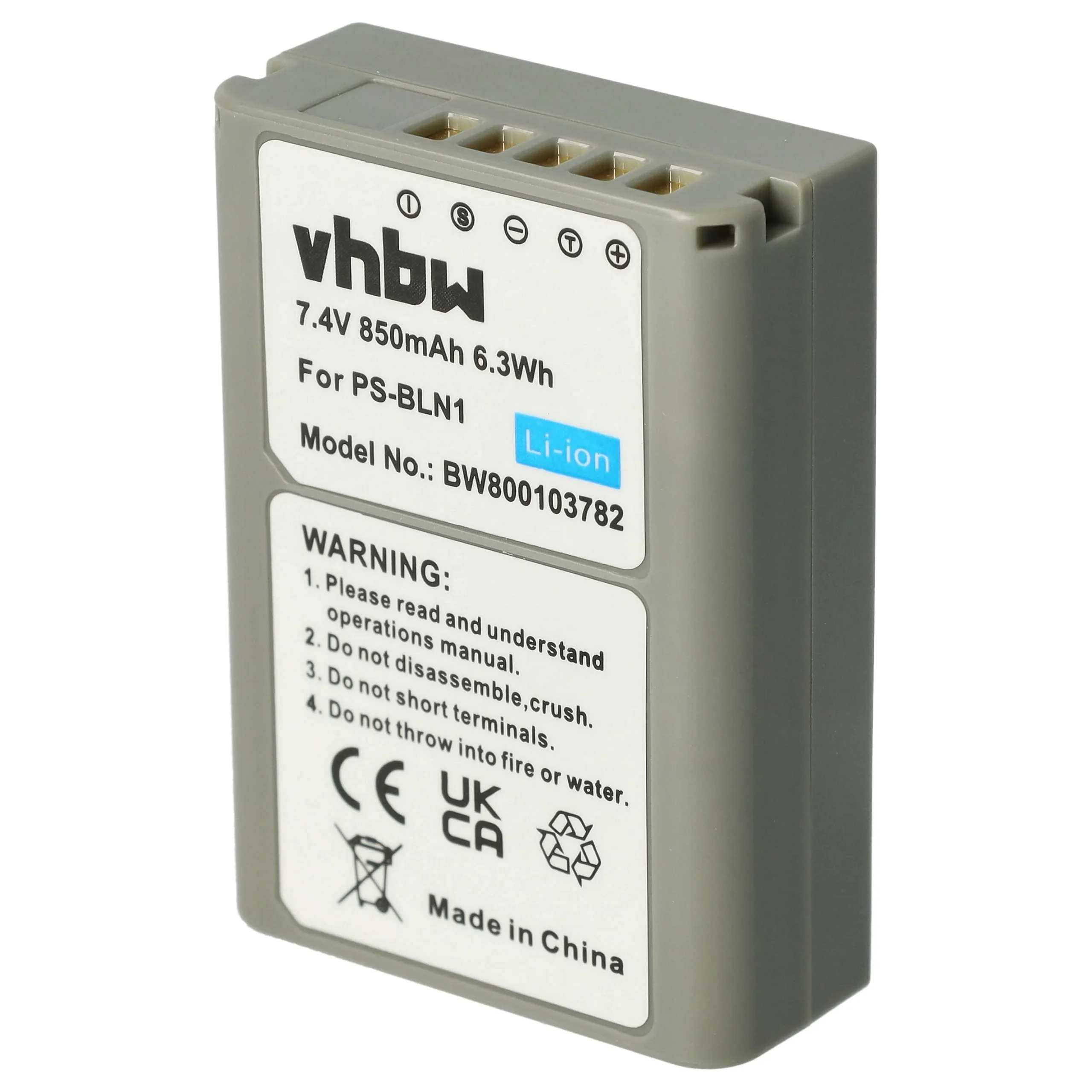 Batterie remplace Olympus PS-BLN1 pour appareil photo Olympus- 850mAh 7,6V Li-ion