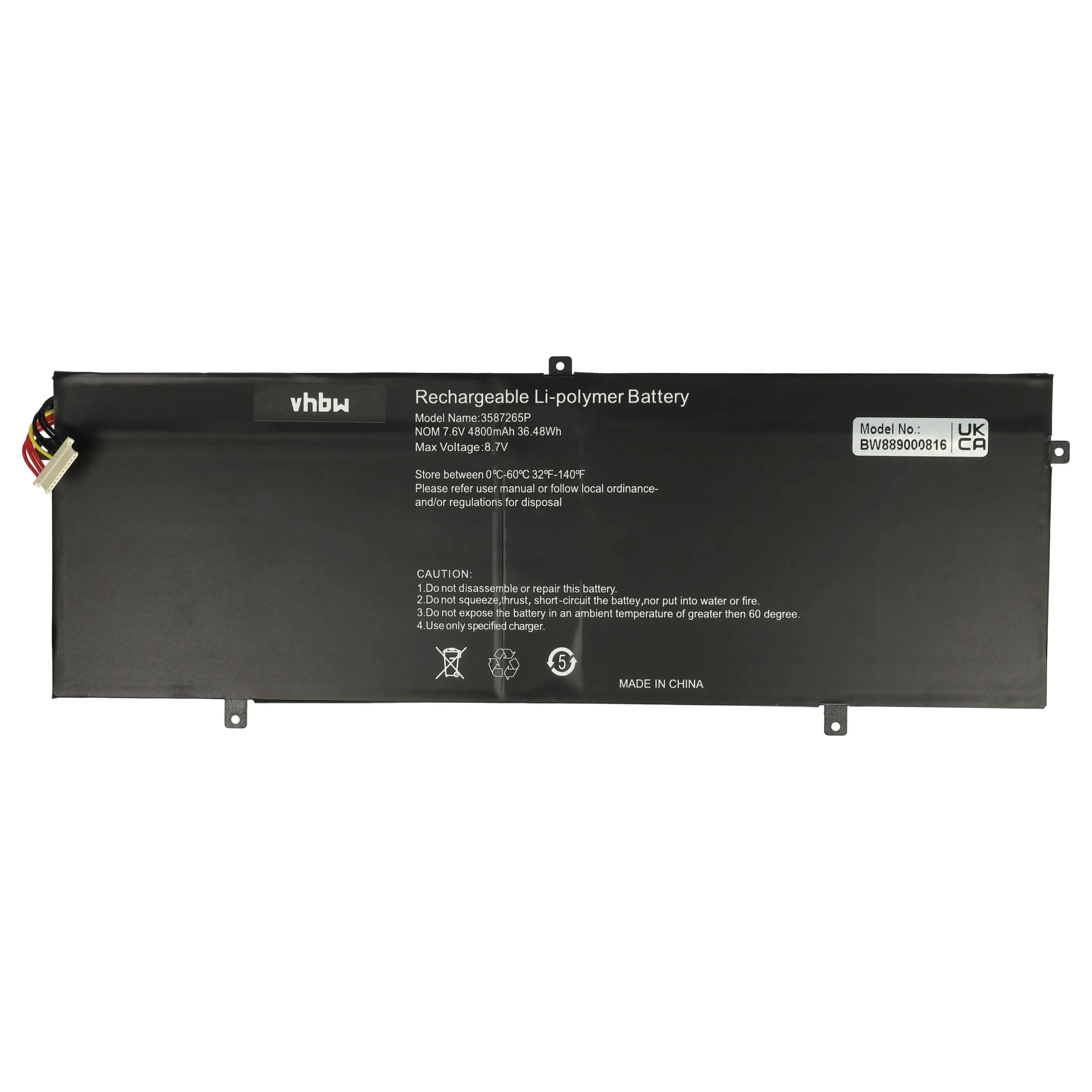Batterie remplace Trekstor 3282122-2S, HW-3687265 pour ordinateur portable Trekstor- 4800mAh 7,6V Li-polymère