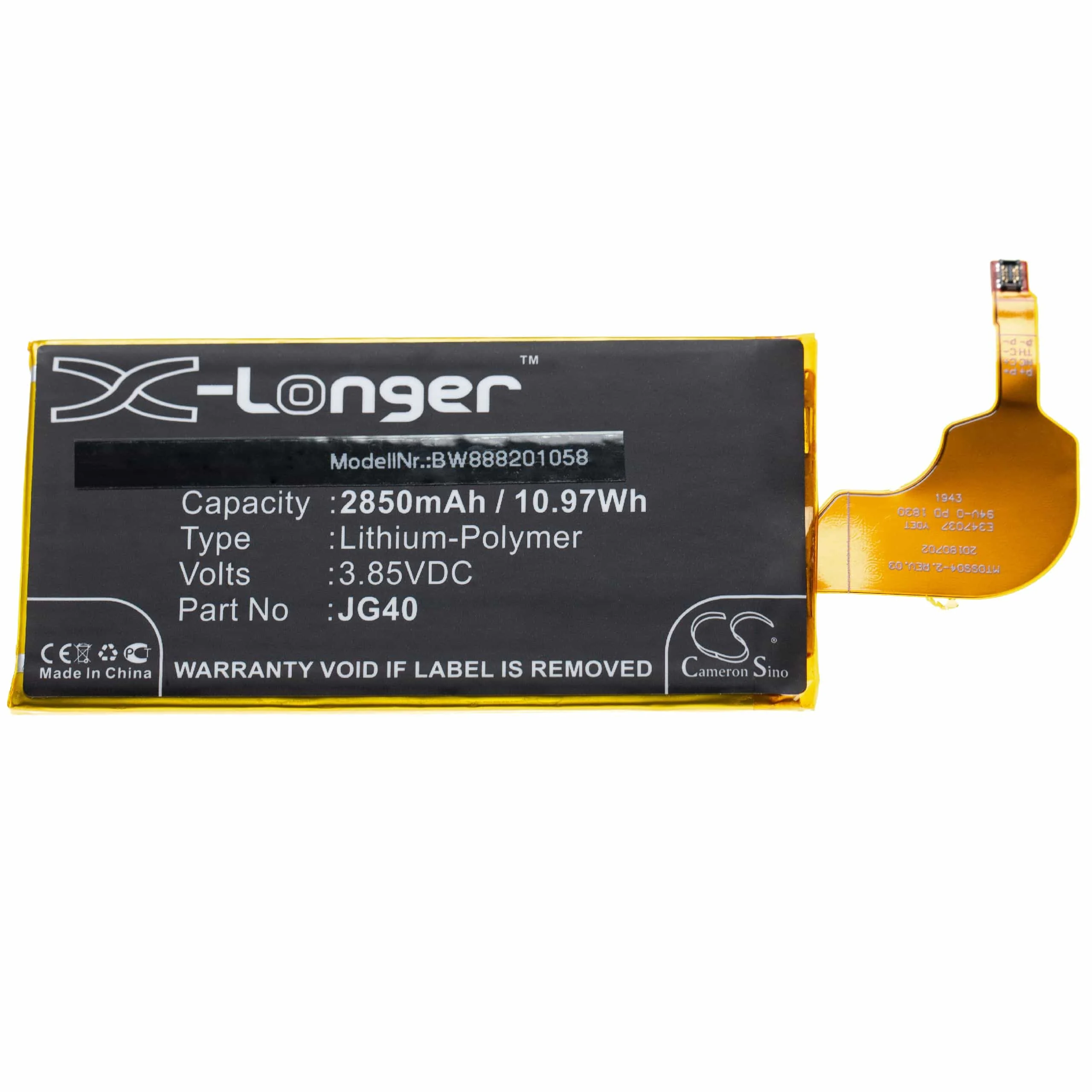 Batterie remplace Motorola JG40 téléphone portable Motorola - 2850mAh 3,85V Li-polymère