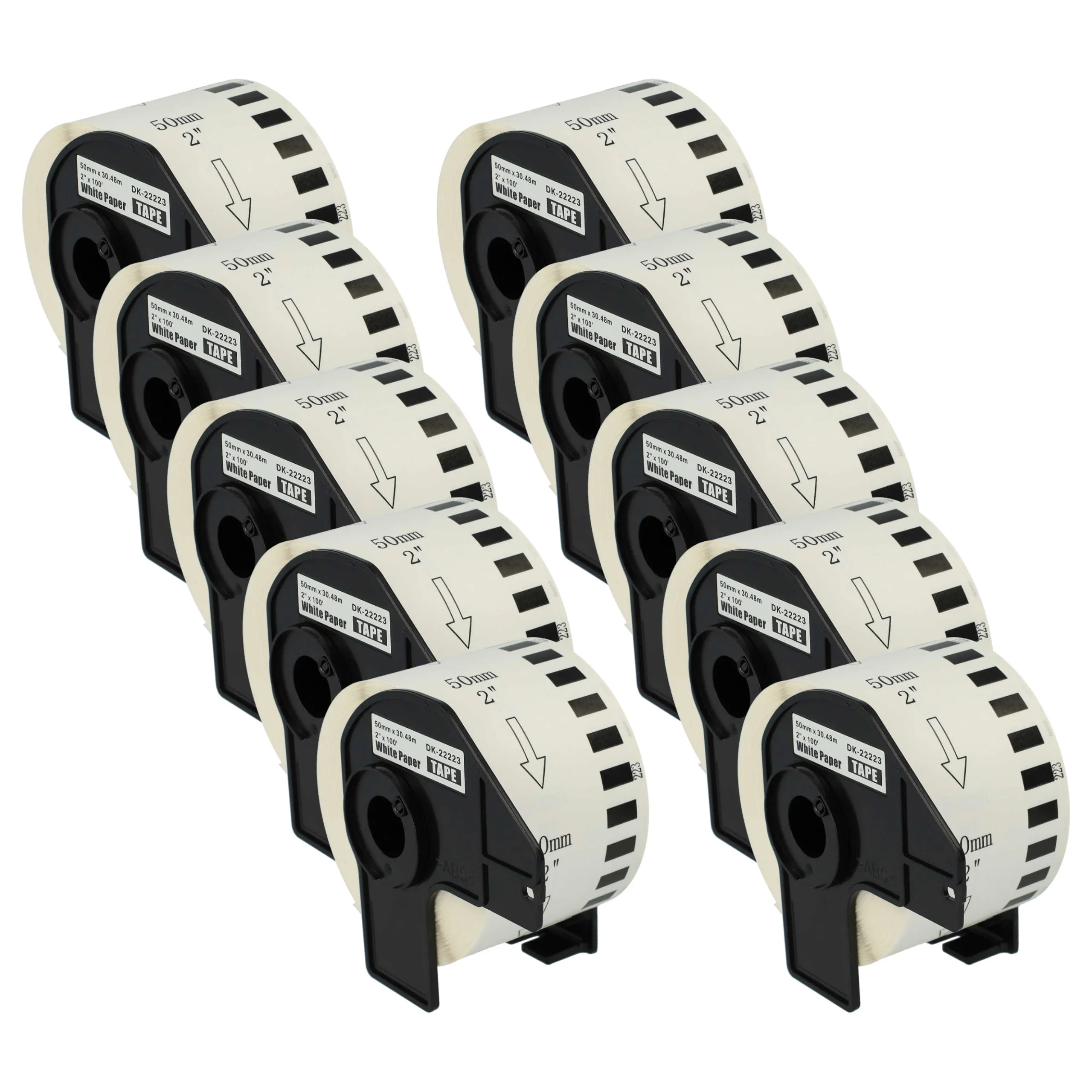 10x Étiquette remplacent Brother DK-22223 pour imprimante étiqueteuse - premium 50mm x 30,48m + support