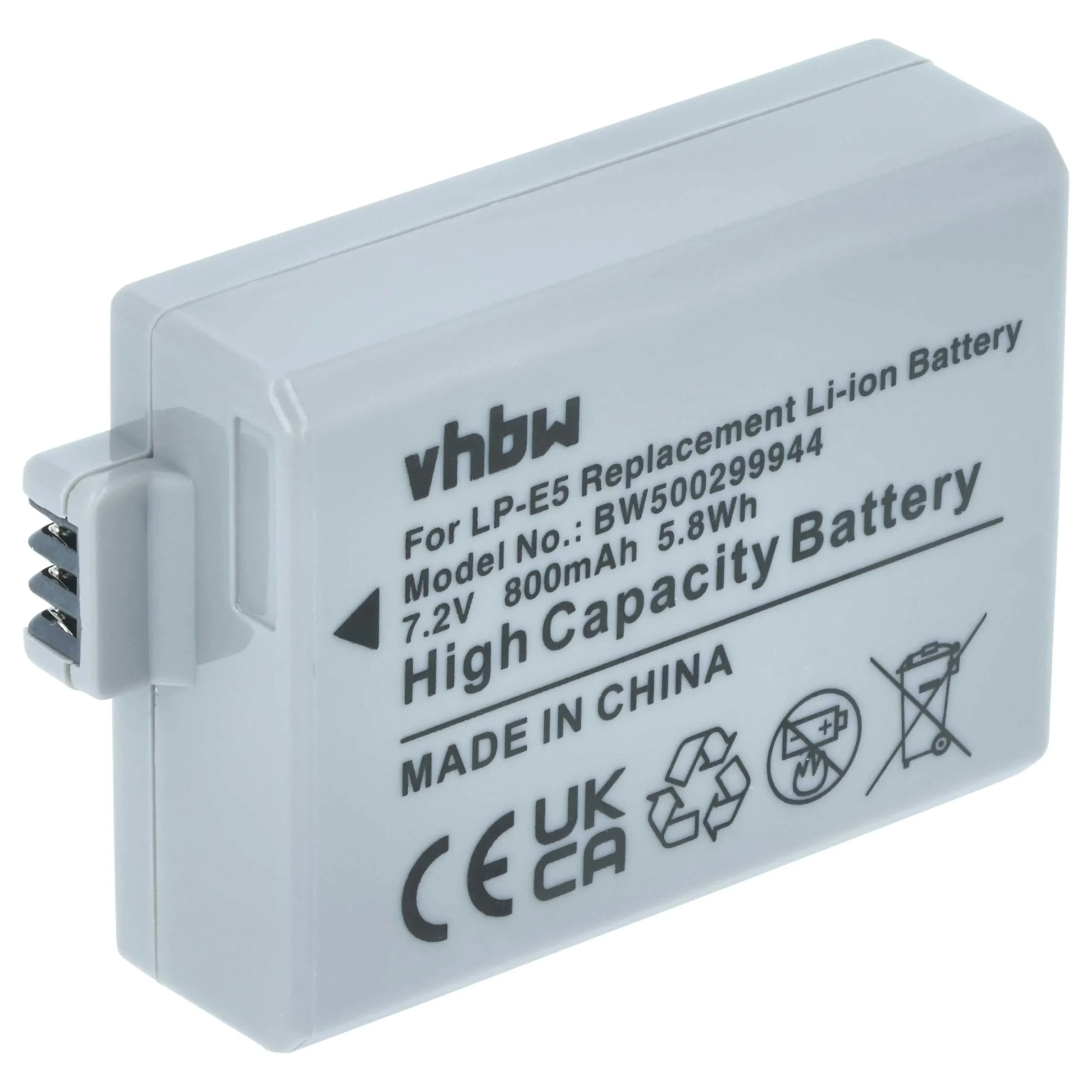 Batterie remplace Canon LP-E5, LC-E5 pour appareil photo Canon- 800mAh 7,2V Li-ion