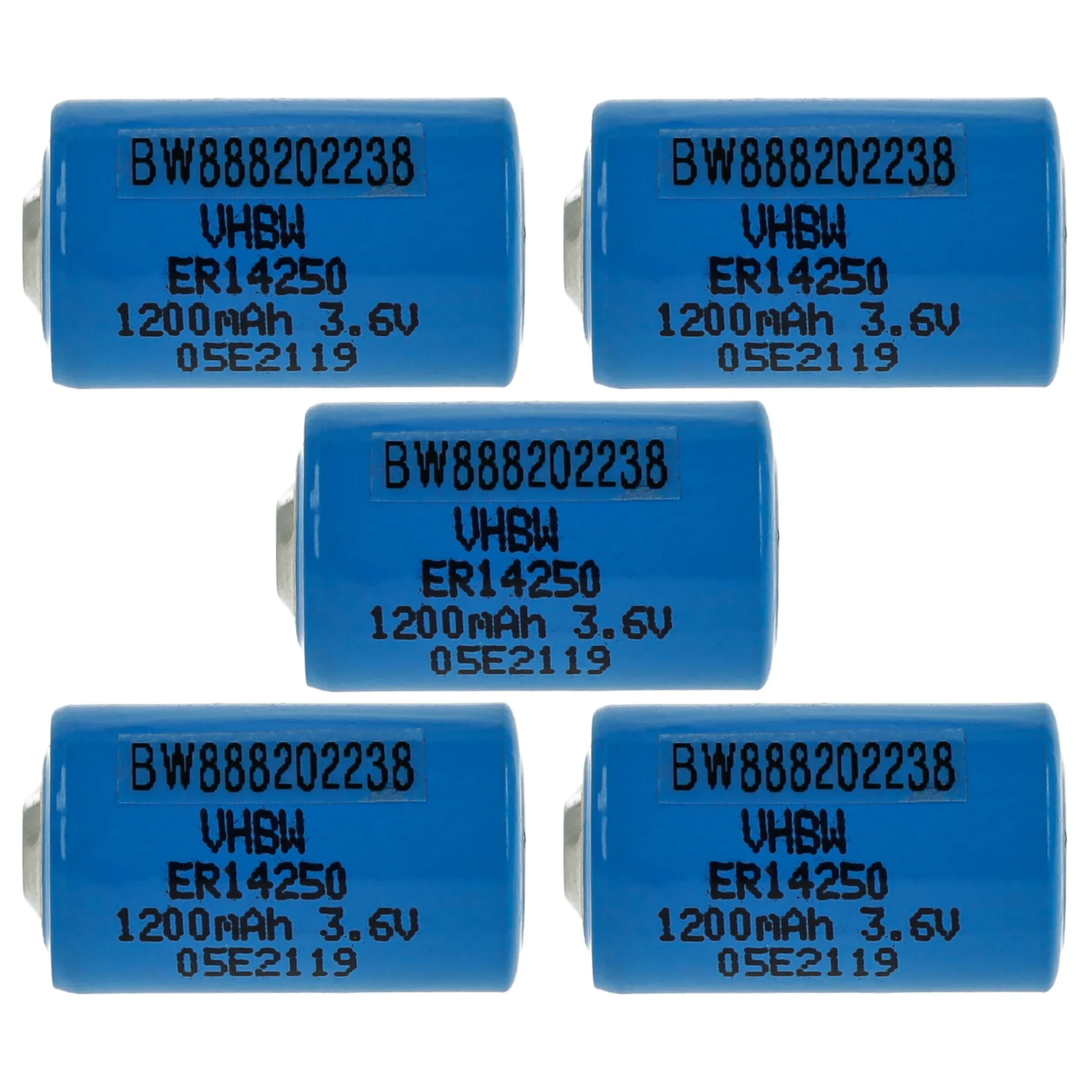 Pile (5 pcs.) remplace 1/2AA, 1770-XZ, 3B26, 418-0076, 60-0576-100 ER14250 - 1200mAh 3,6V Li-SOCl2