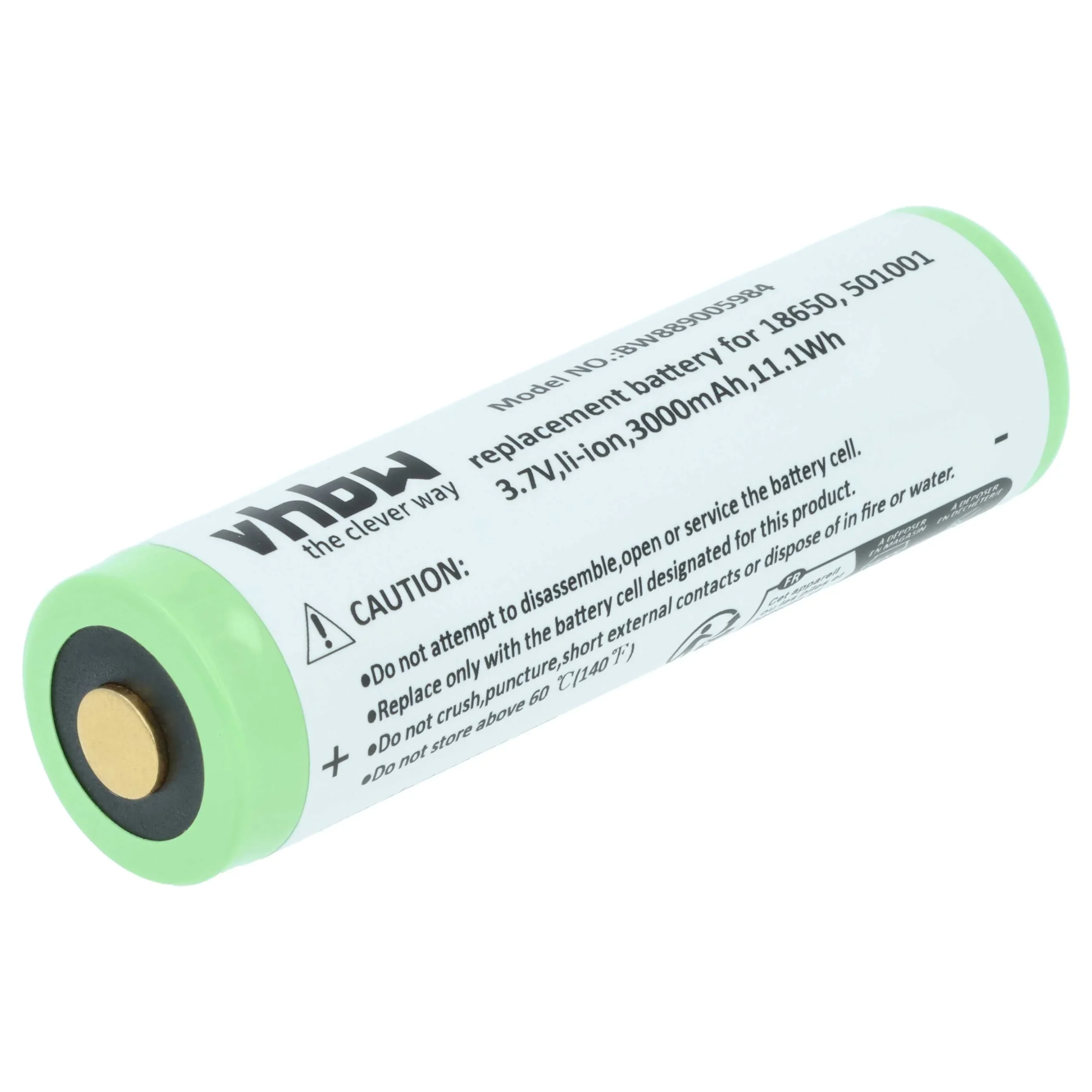 Batterie remplace Ledlenser 501001 lampe de poche Fenix - 3000mAh 3,7V Li-ion