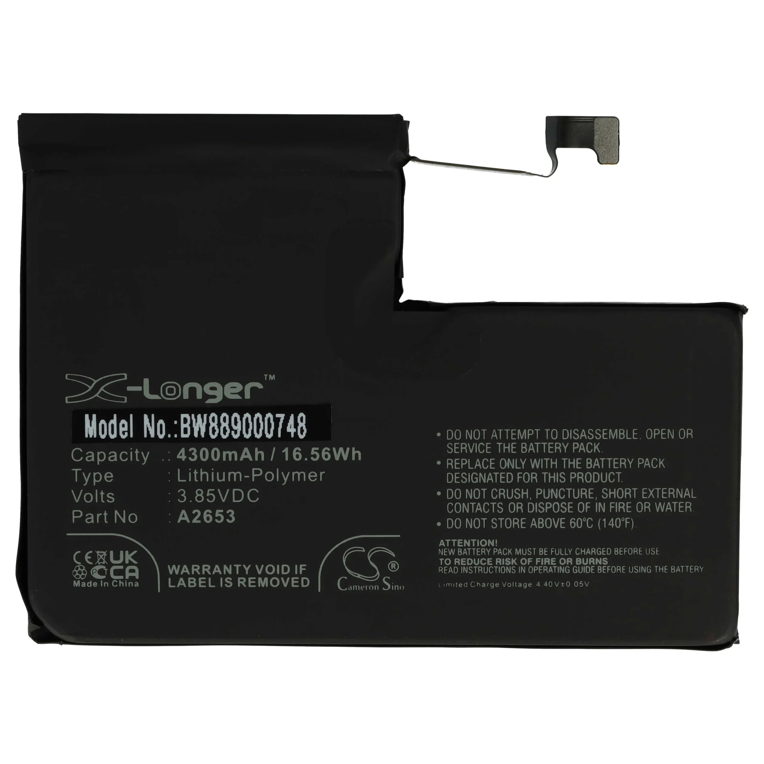 Batterie remplace Apple A2653 téléphone portable Apple - 4300mAh 3,85V Li-polymère