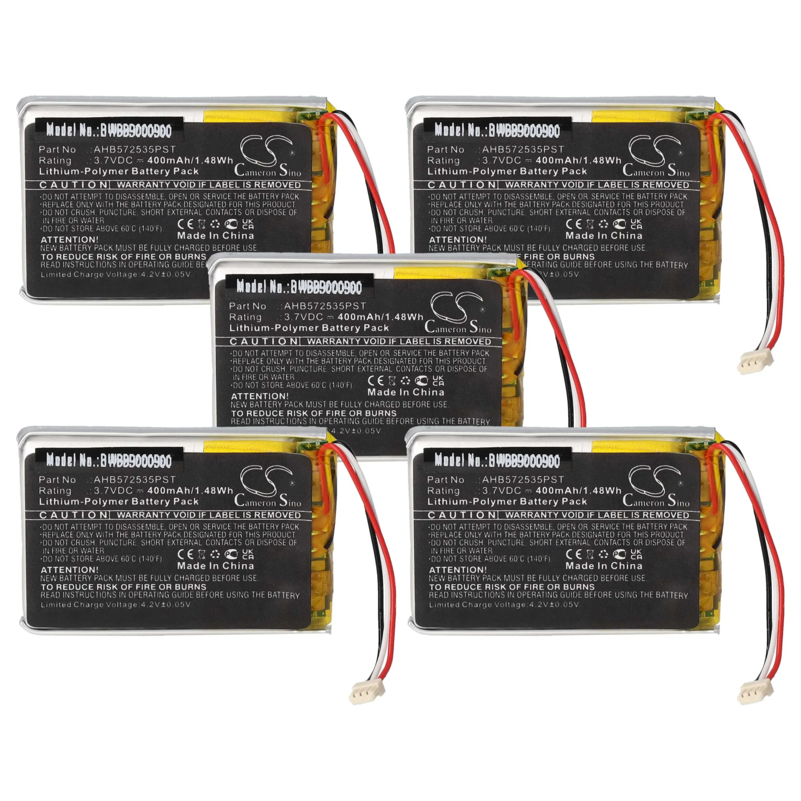 Batterie (5 pcs.) remplace Jabra AHB572535PST casque audio Jabra - 400mAh 3,7V Li-polymère