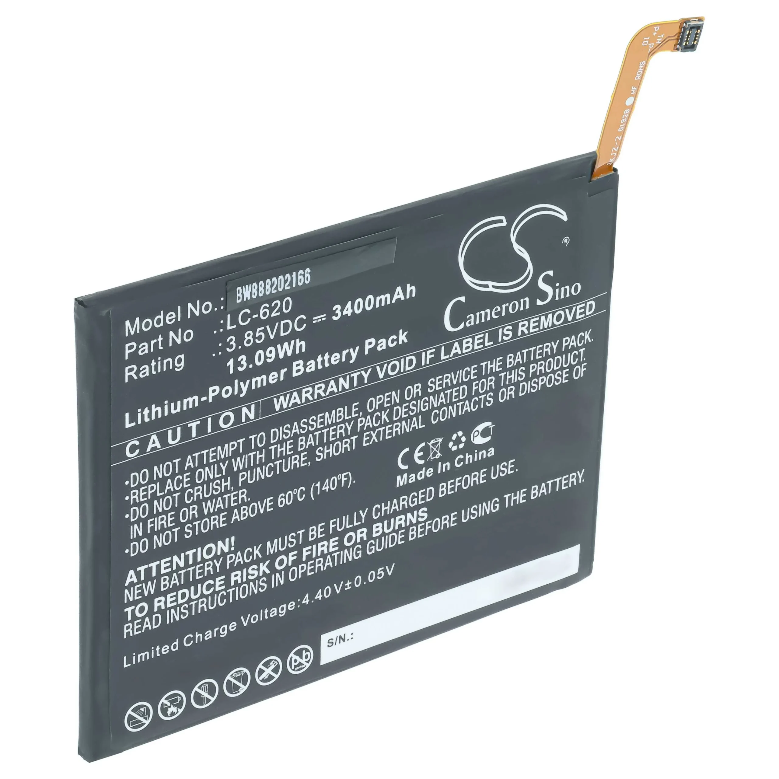 Batterie remplace Nokia LC-620 téléphone portable Nokia - 3400mAh 3,85V Li-polymère