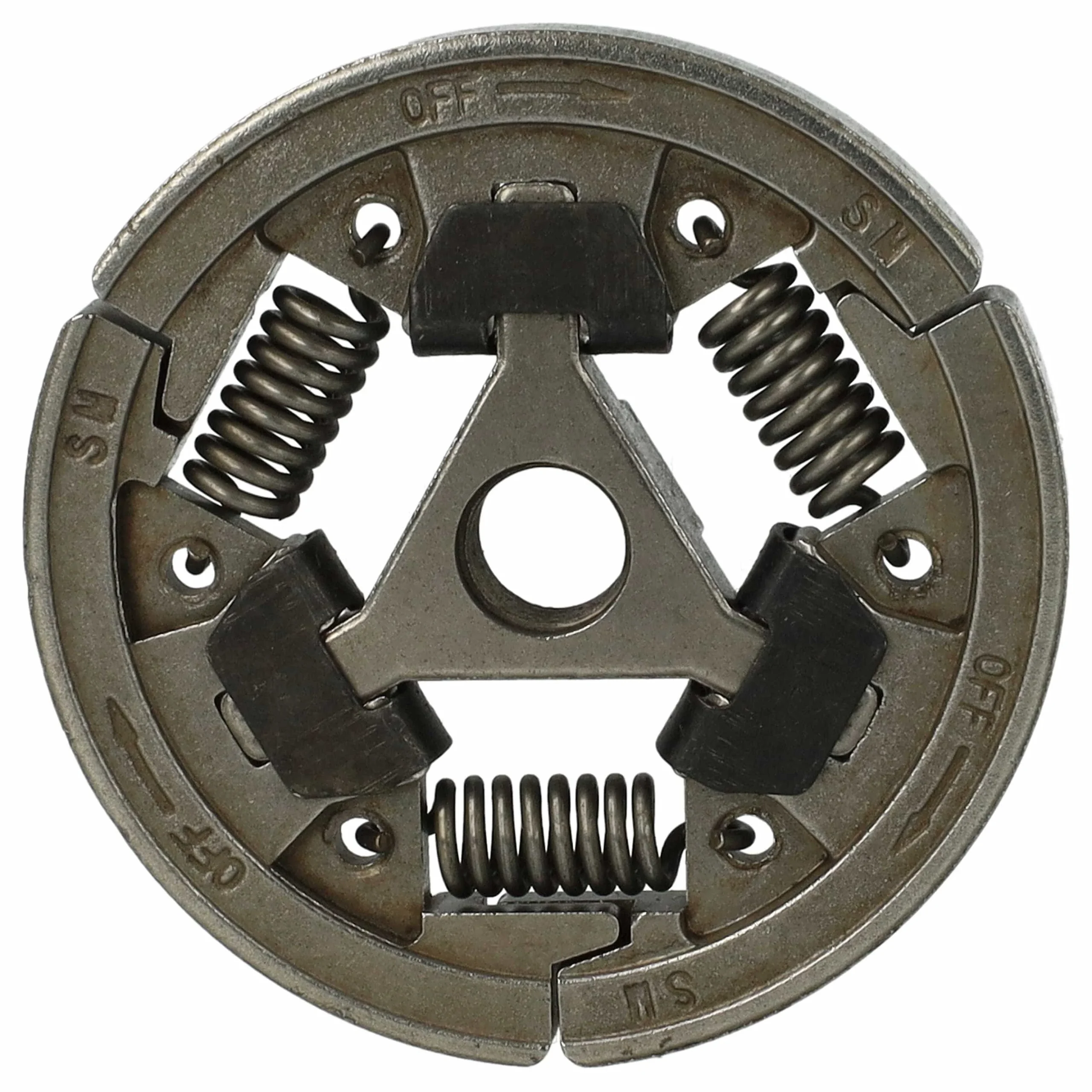 Embrayage centrifuge universel pour tronçonneuse Stihl TS420 - fer / acier 65Mn, diam. 7,4cm, épaisseur 1,6cm,