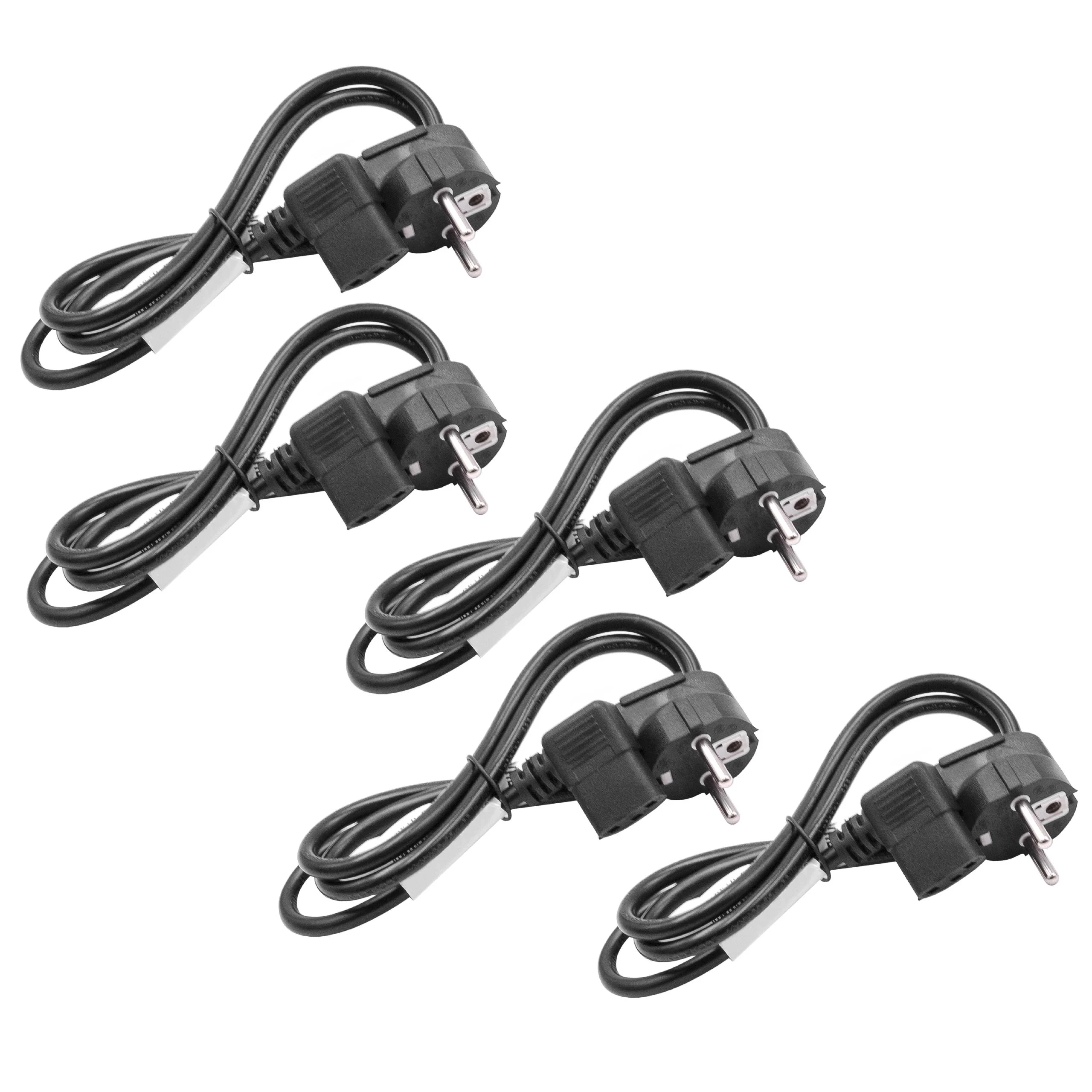 5x Câbles d'alimentation C13 prise Euro pour appareils électriques - 1m en angle